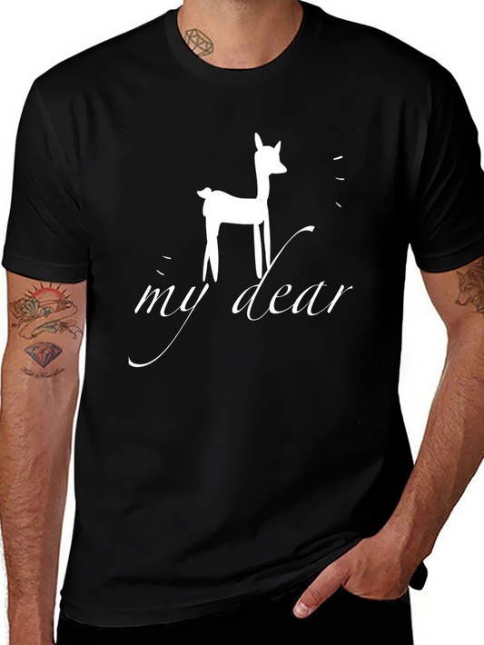 My Dear Deer Graphic T-Shirt - Black Crew Neck Tee