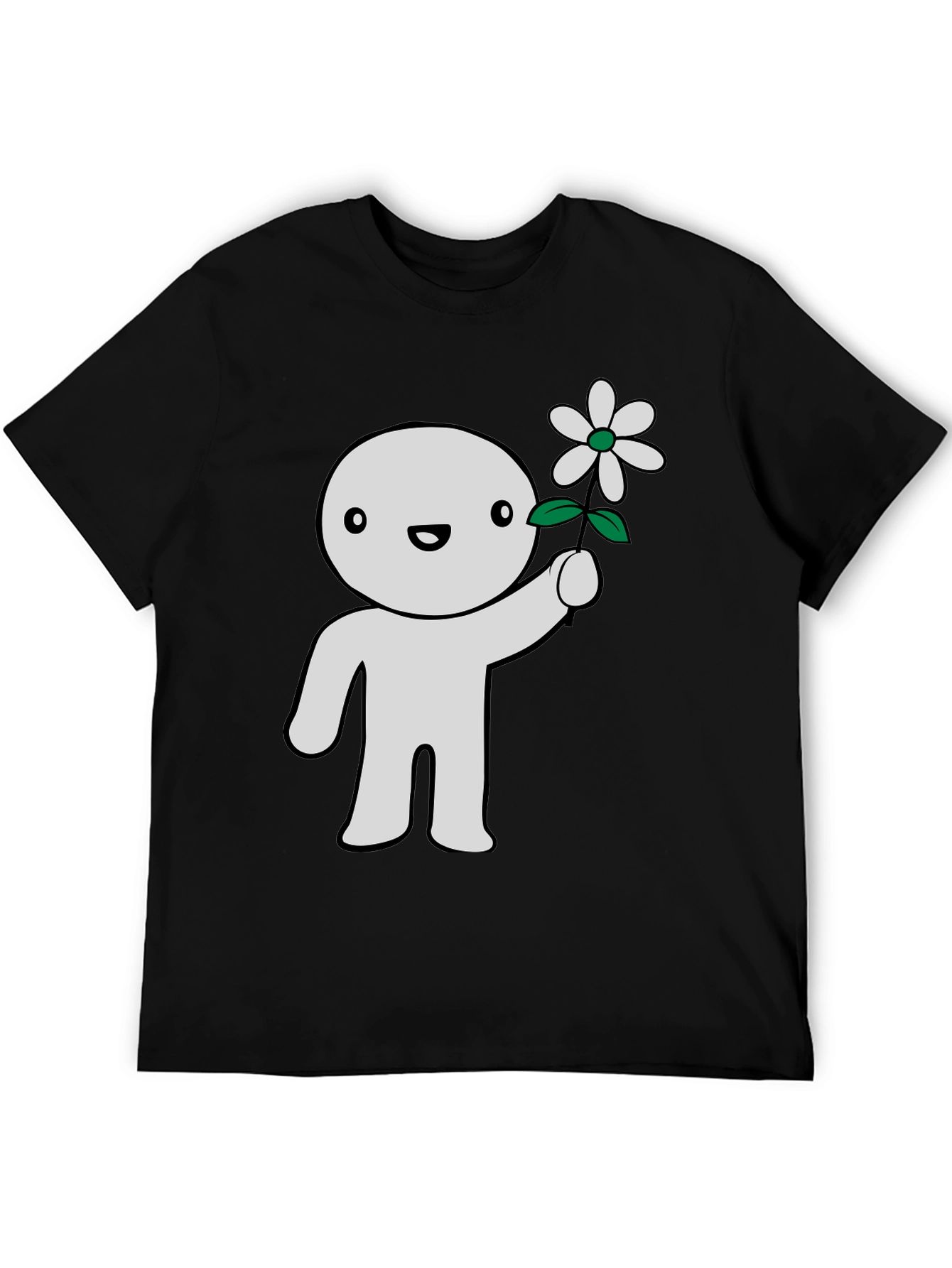 Cute Character Holding Flower Graphic T-Shirt