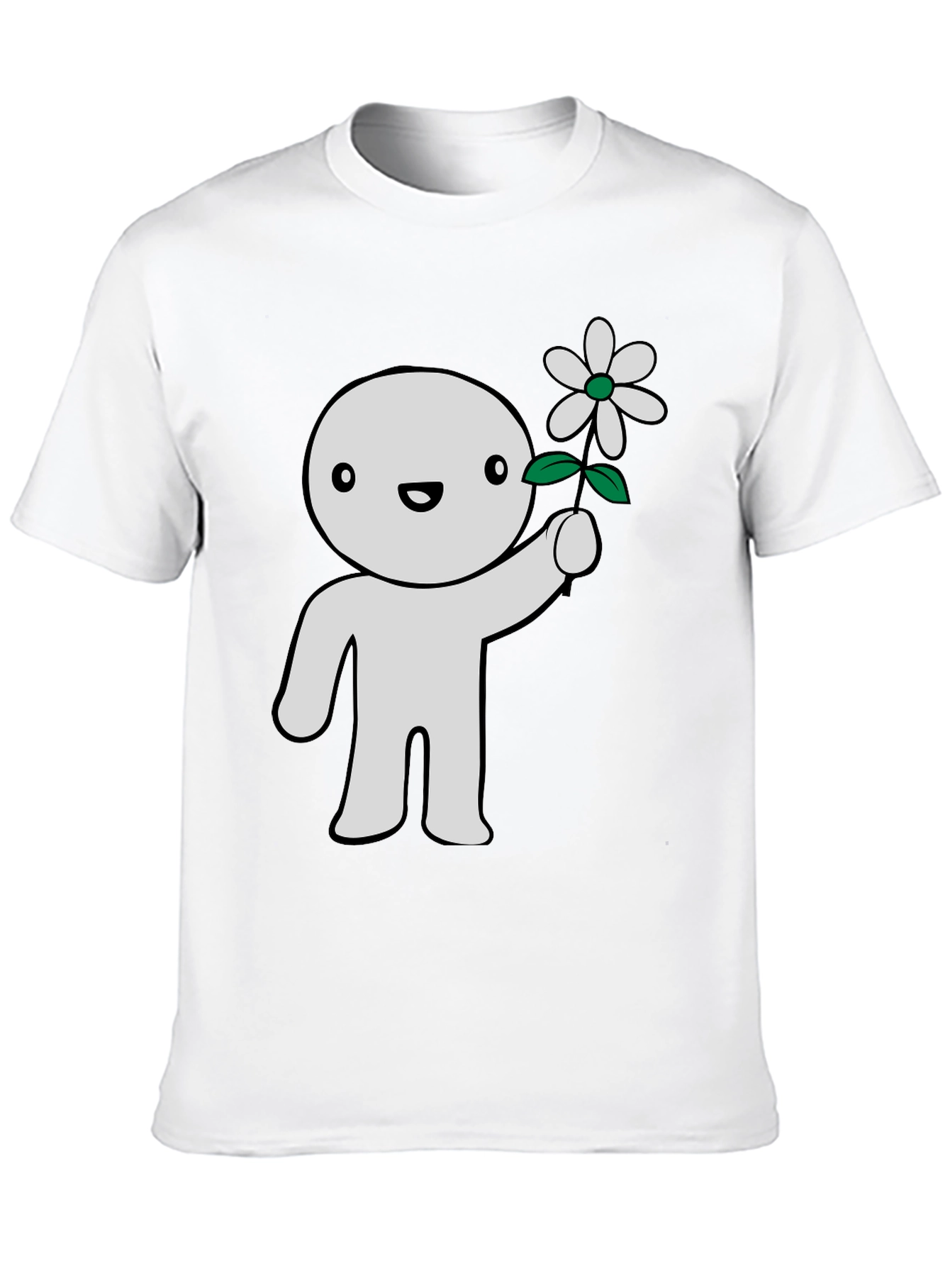 Cute Character Holding Flower Graphic T-Shirt