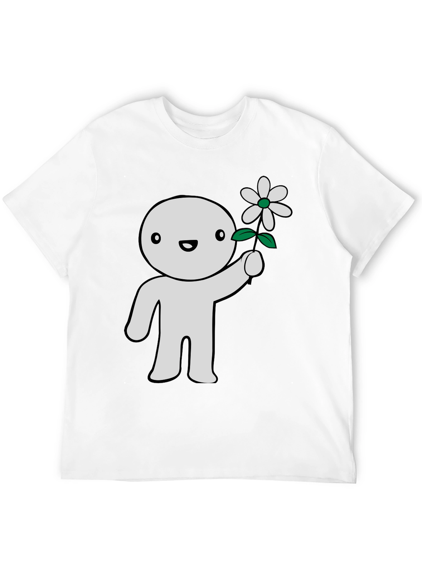 Cute Character Holding Flower Graphic T-Shirt