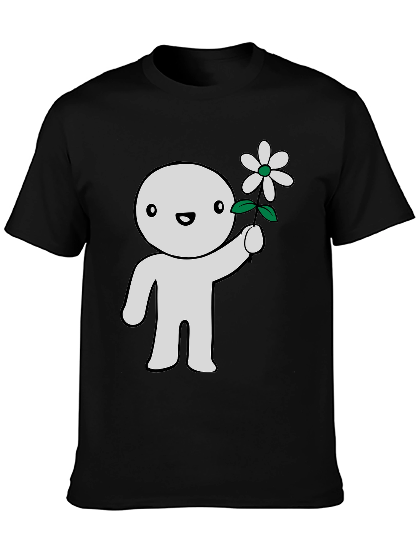 Cute Character Holding Flower Graphic T-Shirt