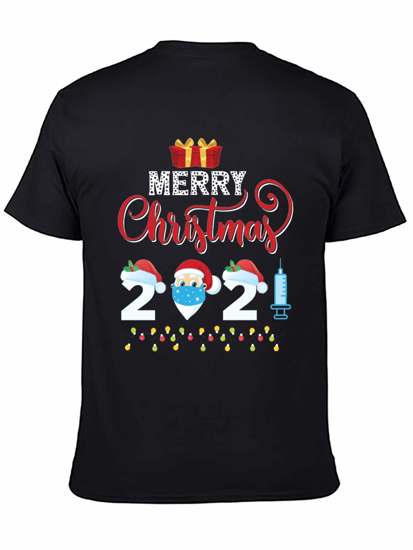 Merry Christmas 2021 Vaccinated Santa Graphic Tee