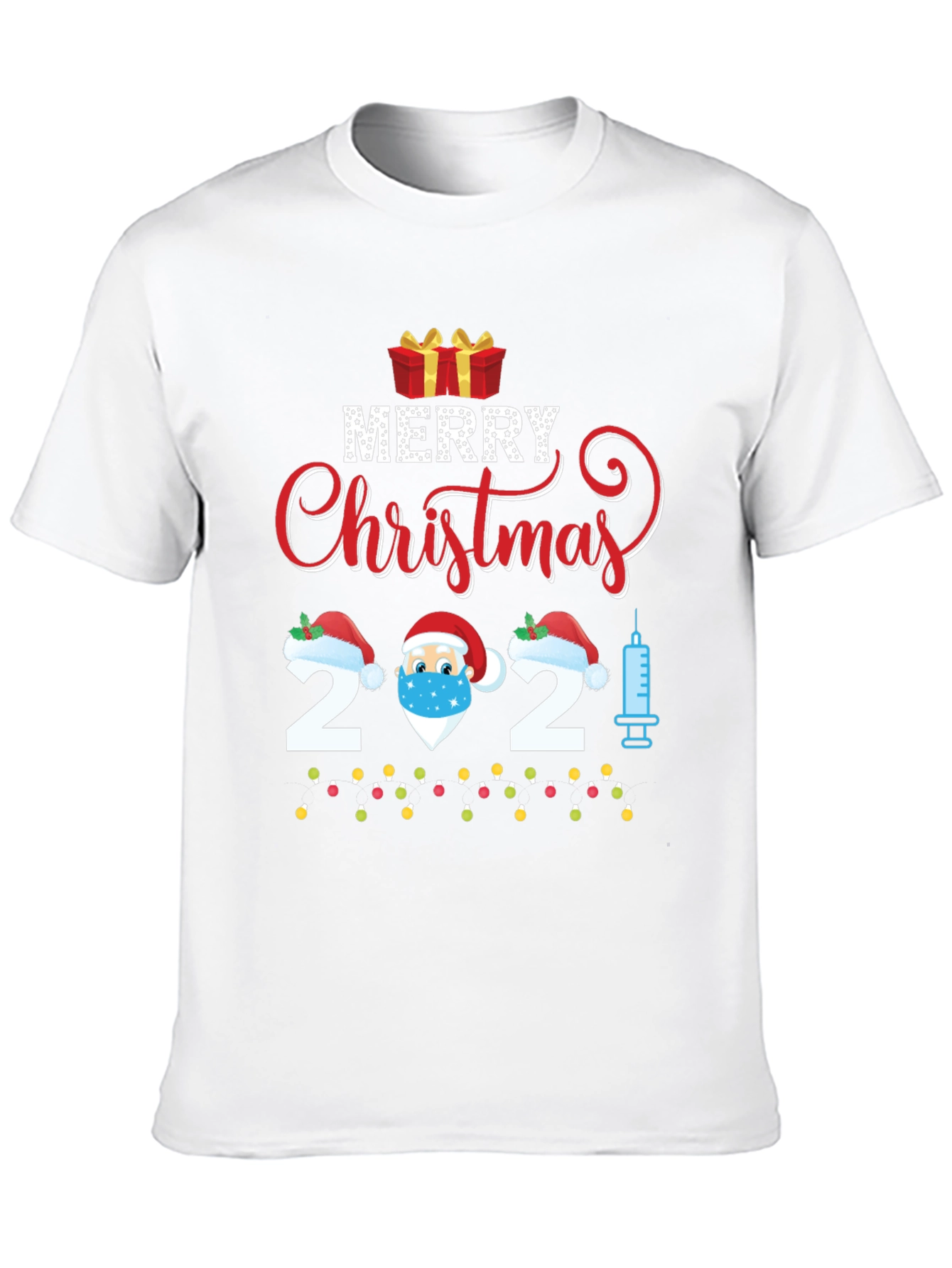 Merry Christmas 2021 Vaccinated Santa Graphic Tee