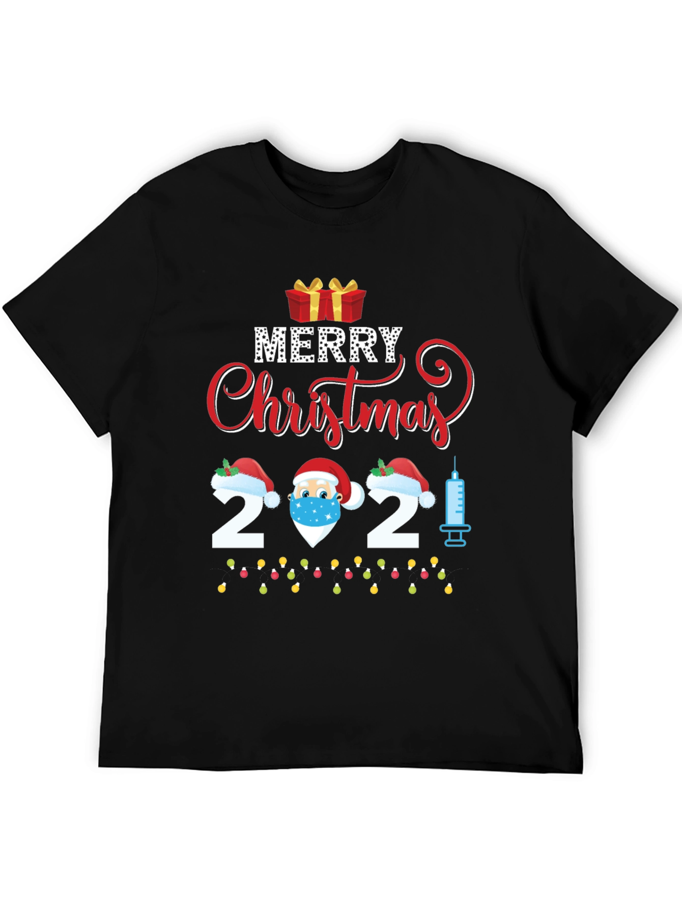 Merry Christmas 2021 Vaccinated Santa Graphic Tee