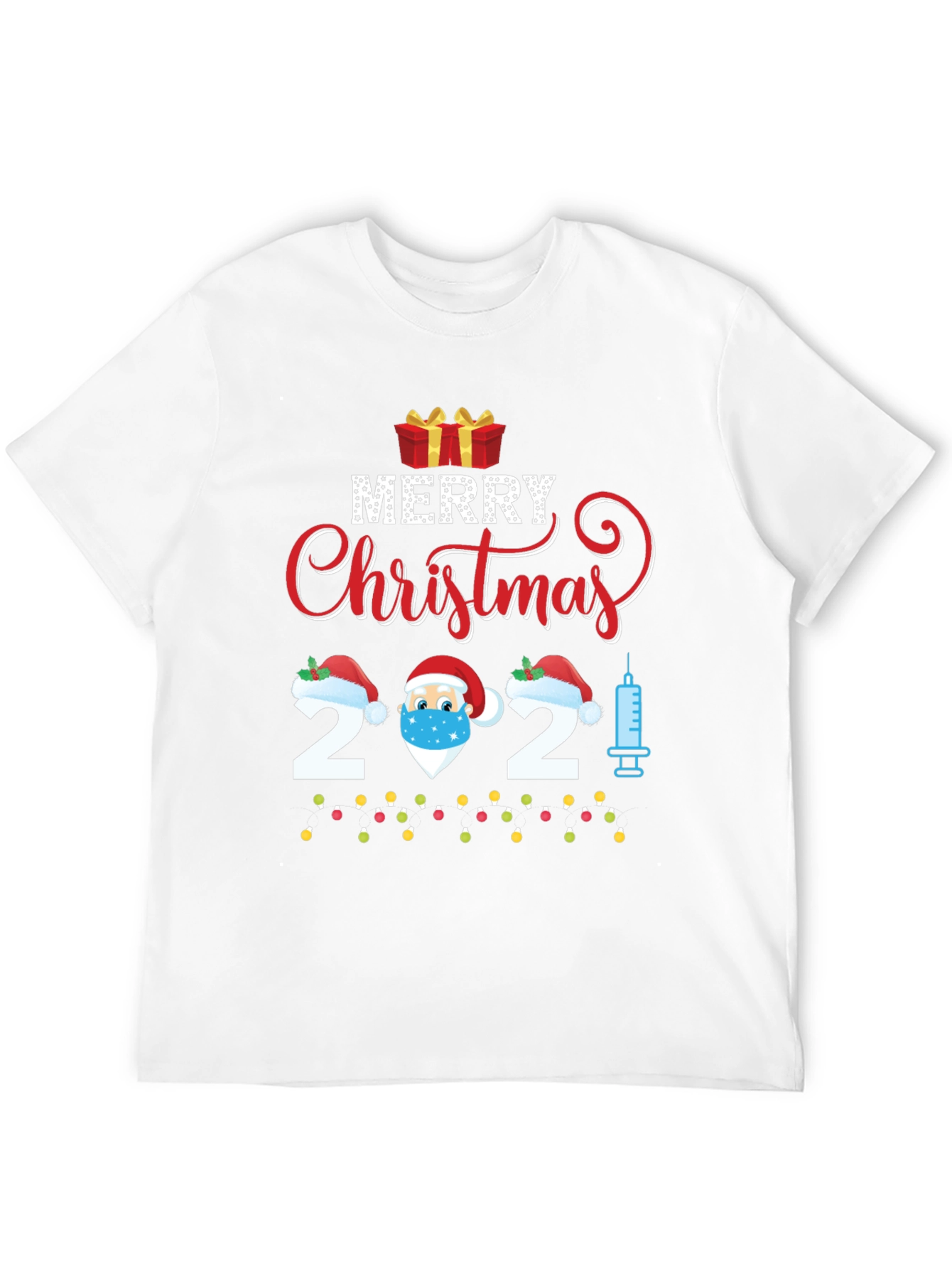 Merry Christmas 2021 Vaccinated Santa Graphic Tee