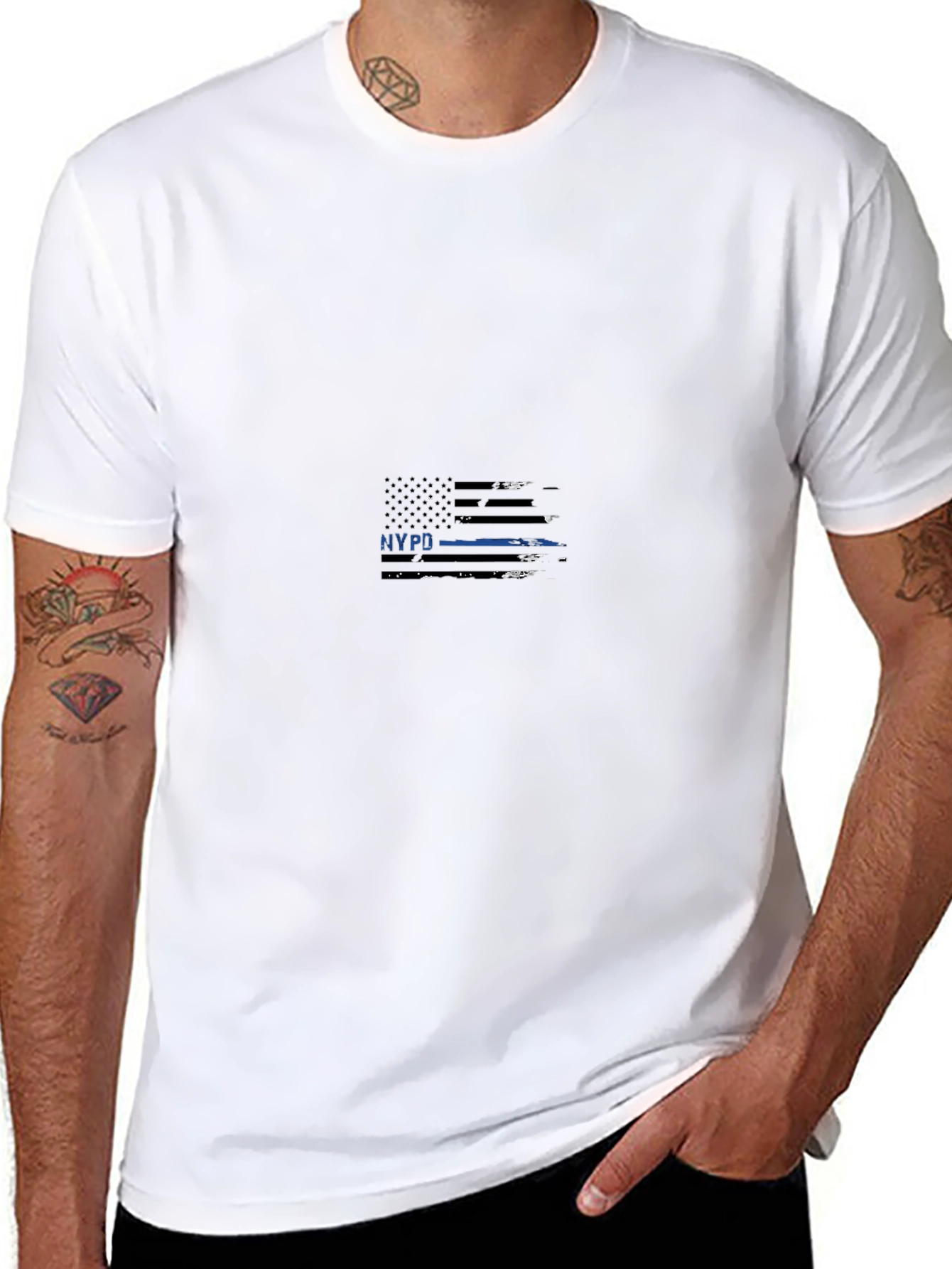 NYPD Flag Graphic Tee - Premium Black Cotton T-Shirt