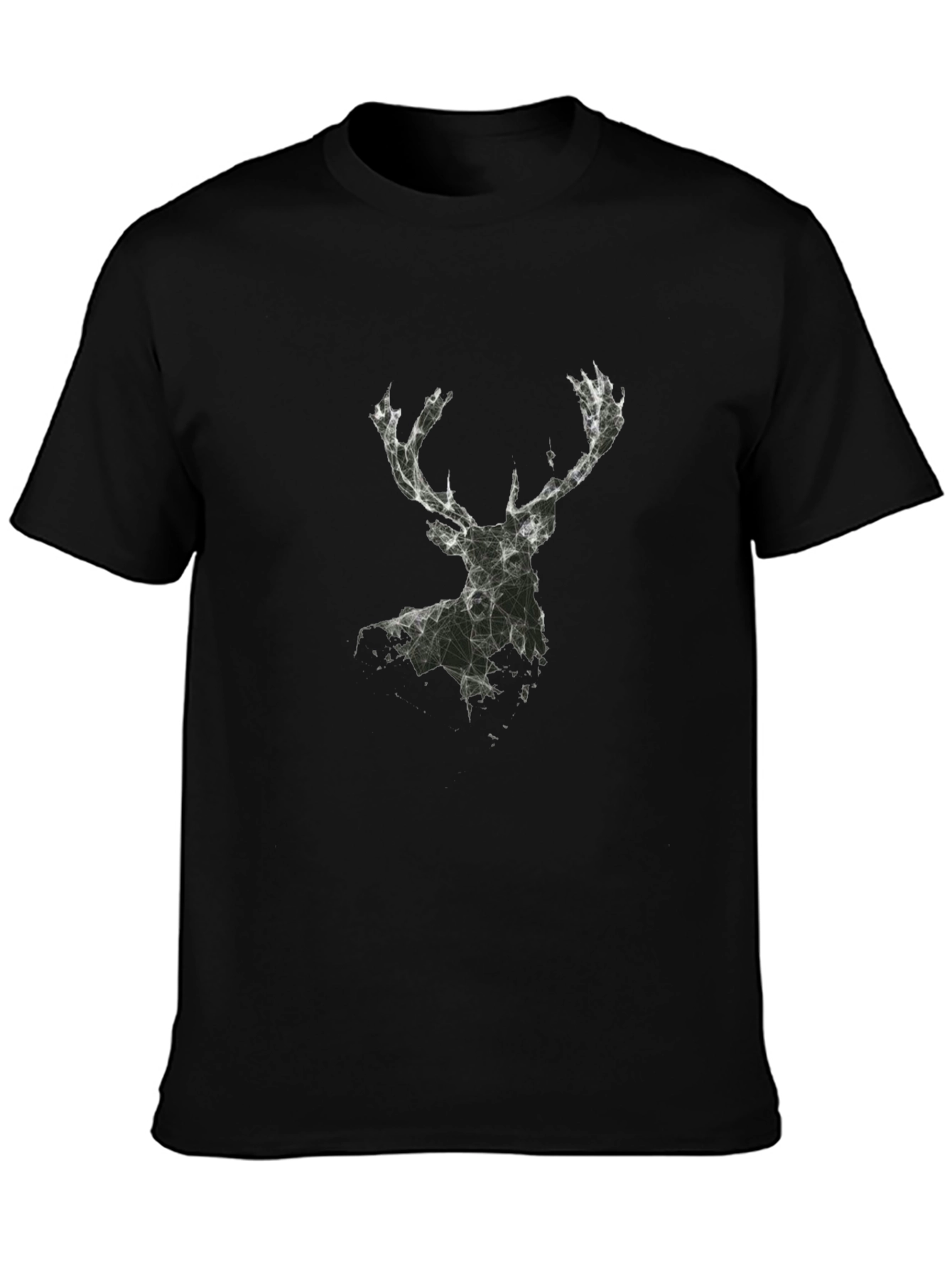 Geometric Deer Graphic T-Shirt - Black