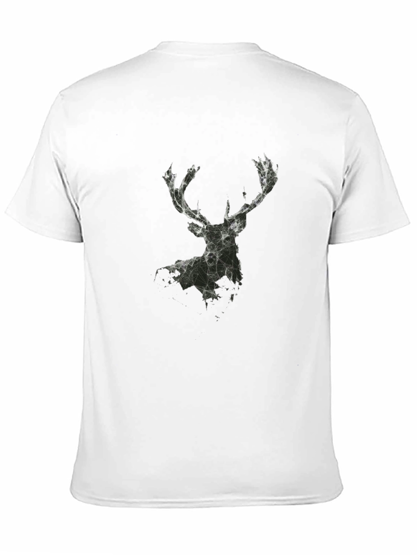Geometric Deer Graphic T-Shirt - Black