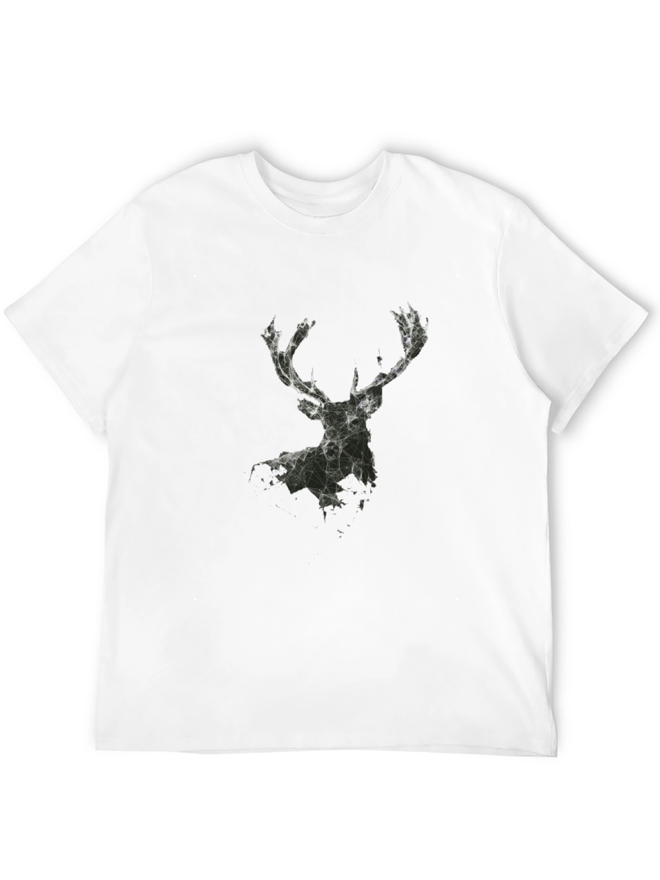 Geometric Deer Graphic T-Shirt - Black
