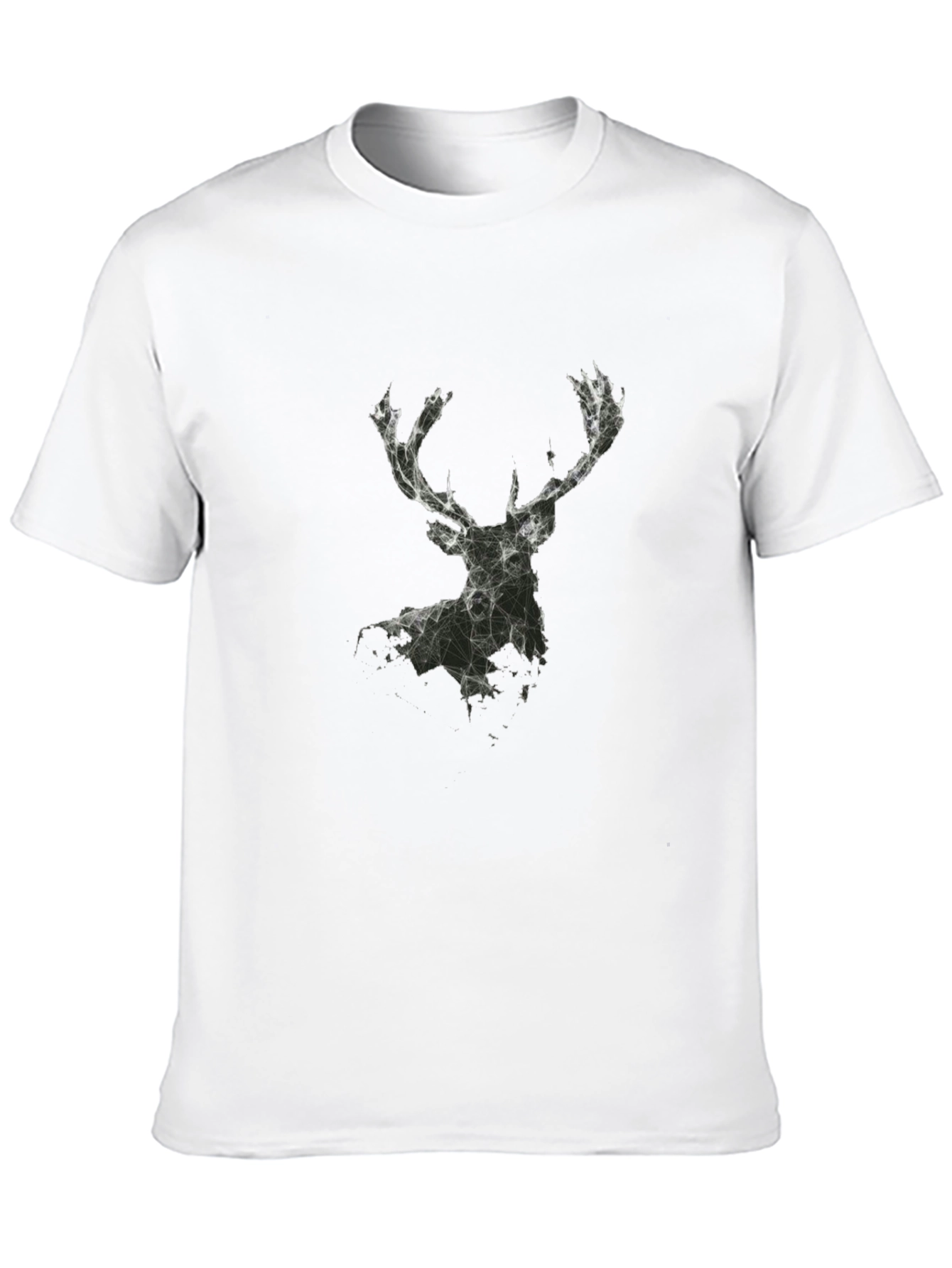 Geometric Deer Graphic T-Shirt - Black