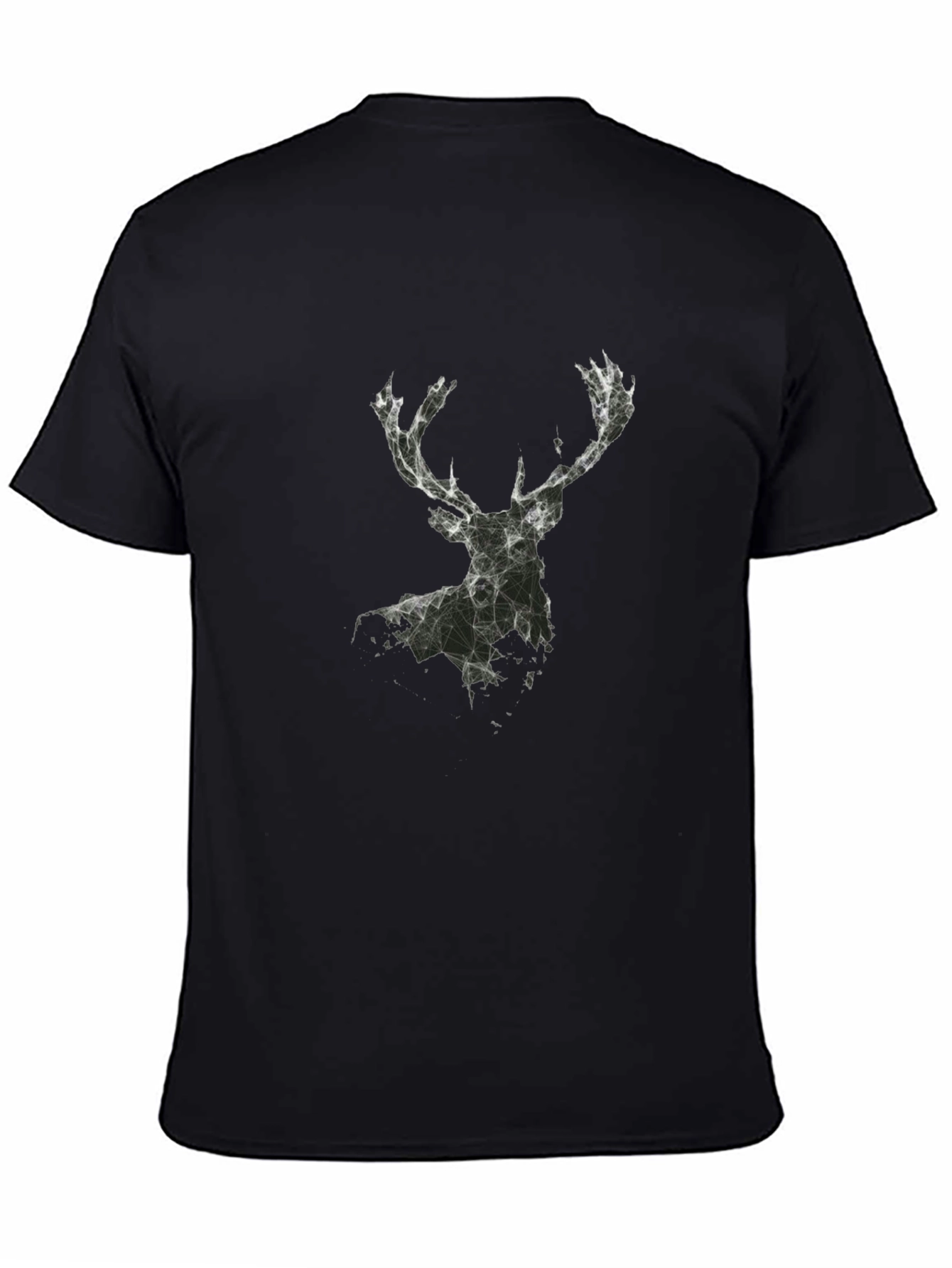 Geometric Deer Graphic T-Shirt - Black