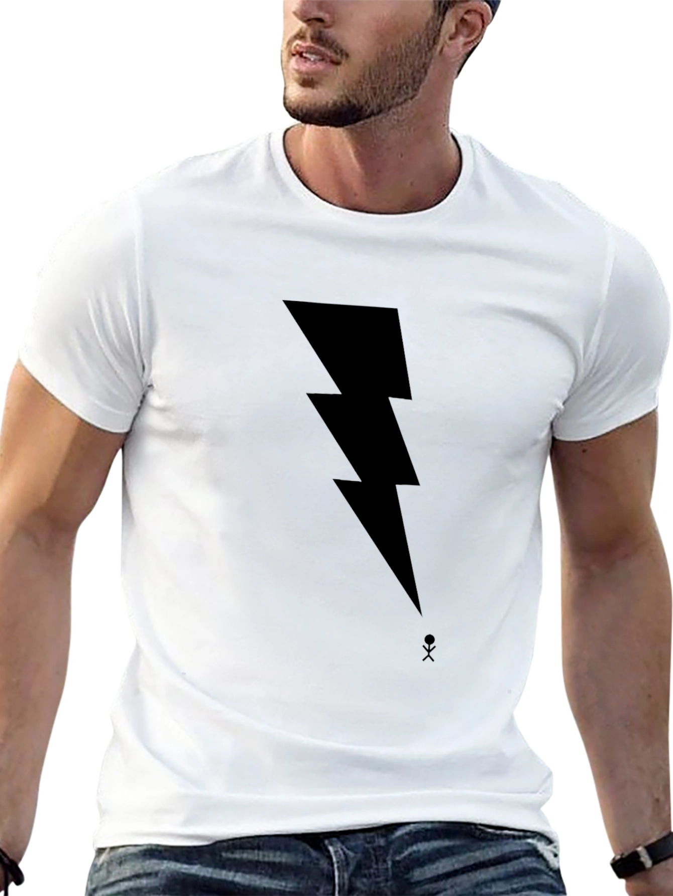 Lightning Bolt Graphic T-Shirt - Modern Crew Neck Tee
