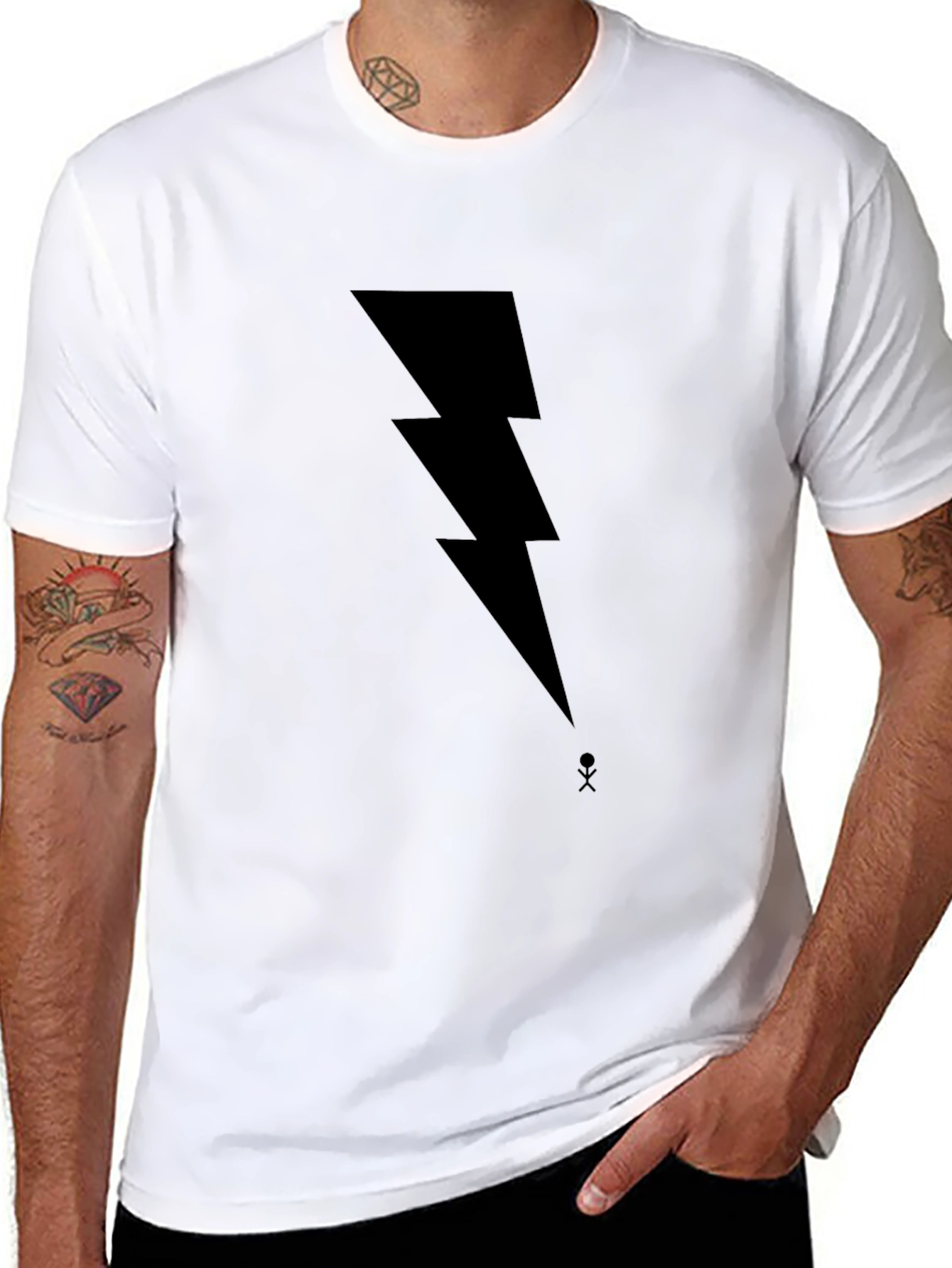 Lightning Bolt Graphic T-Shirt - Modern Crew Neck Tee