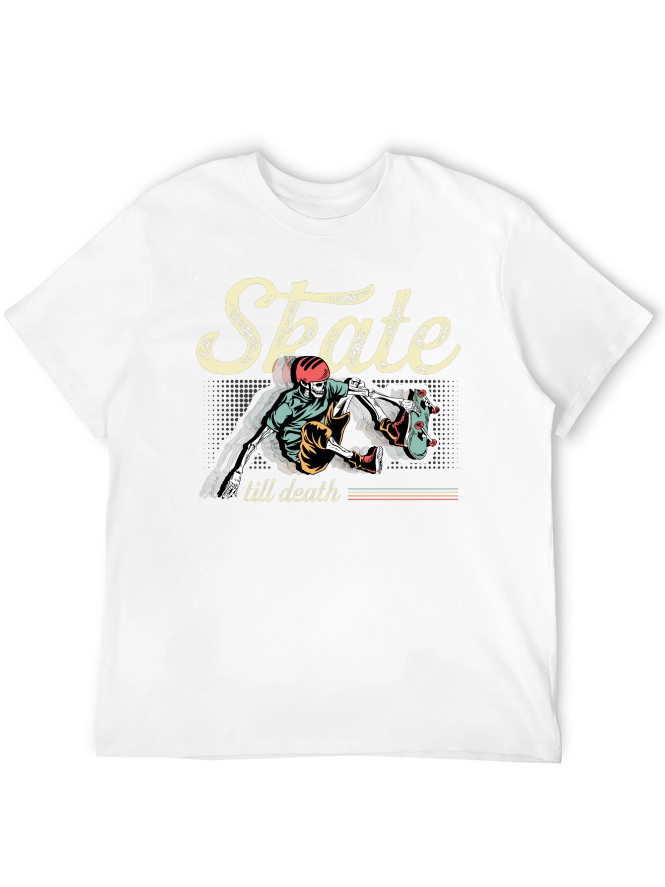 Skate Till Death Graphic Tee - Skeleton Skateboard T-Shirt
