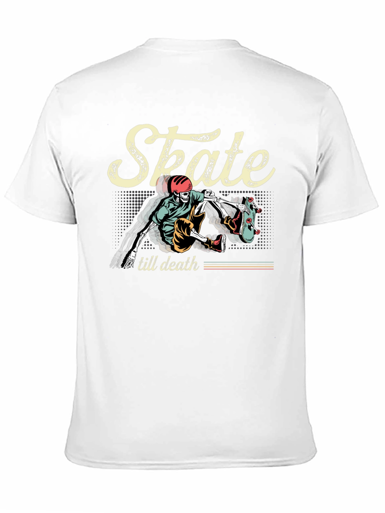 Skate Till Death Graphic Tee - Skeleton Skateboard T-Shirt