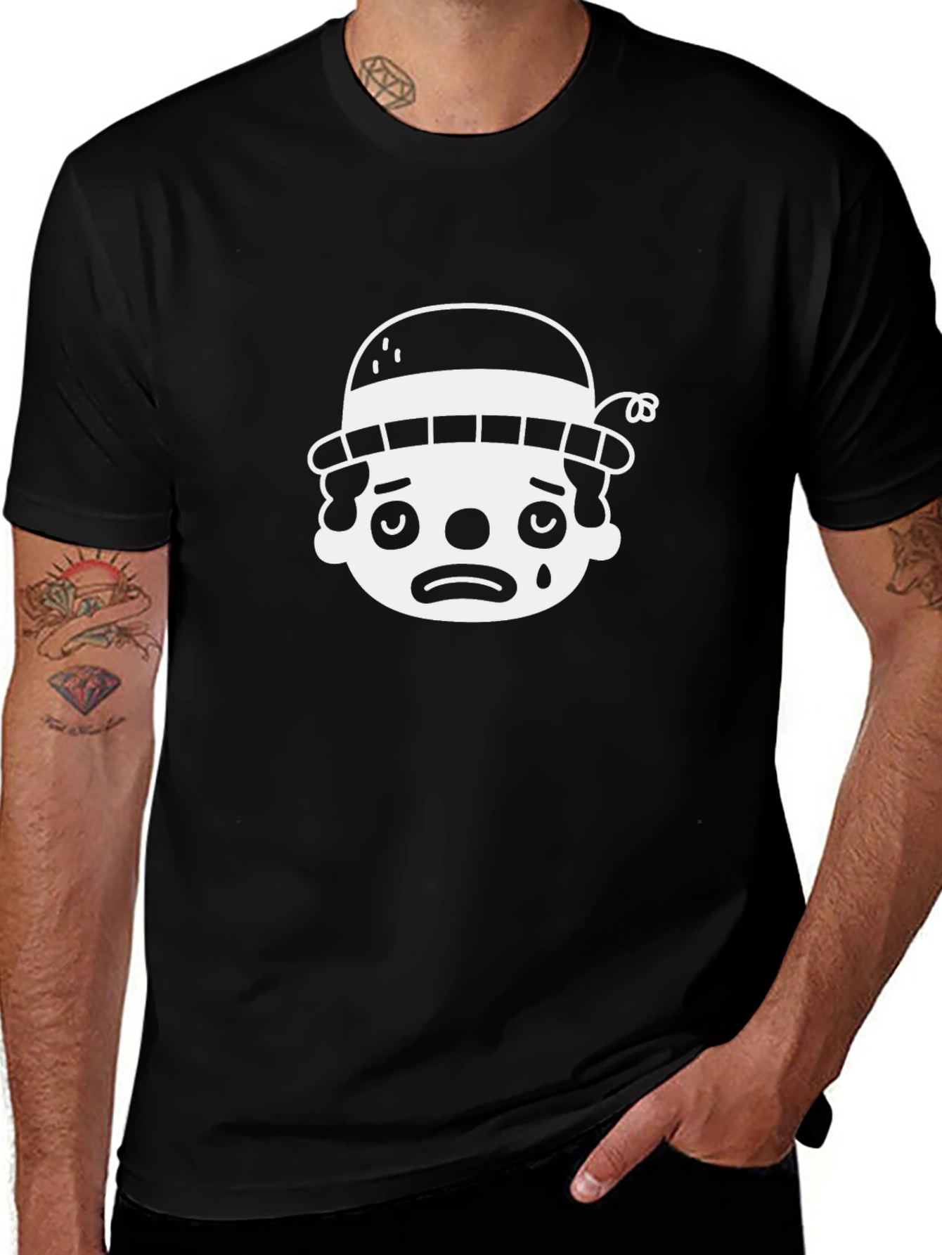 Sad Clown Graphic Tee - Black Cotton T-Shirt