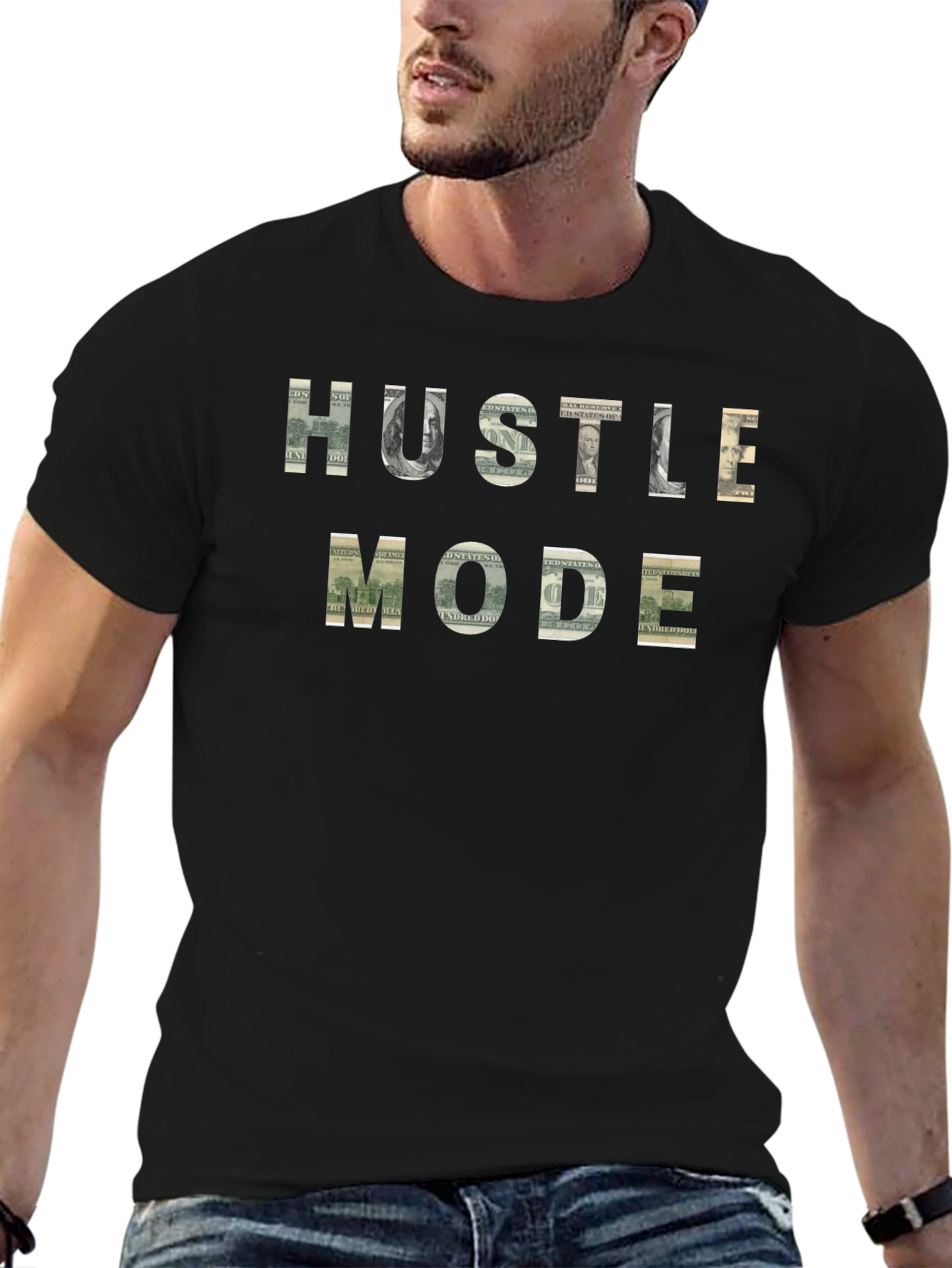 Hustle Mode Graphic Print Black Tee