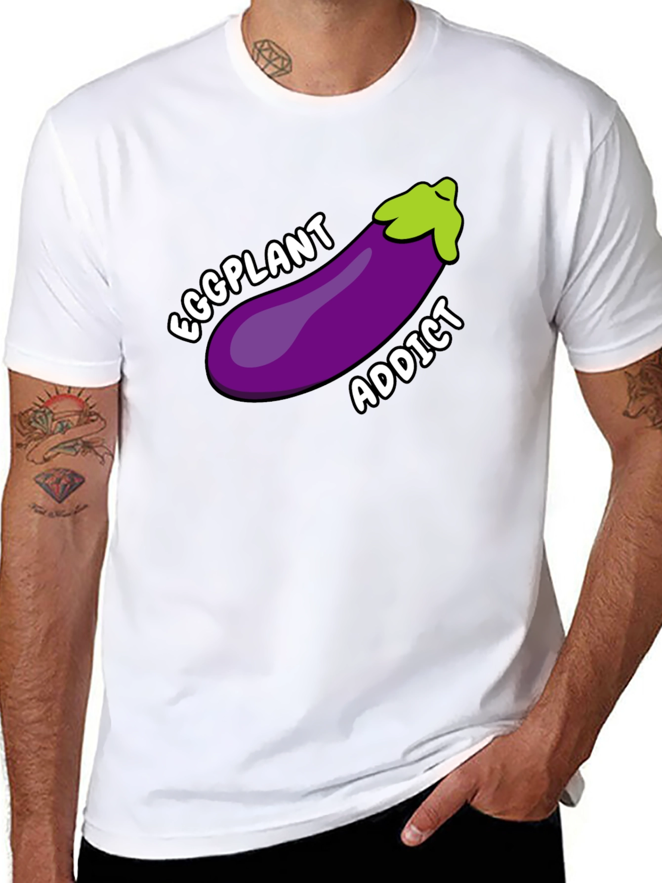 Eggplant Addict T-Shirt Funny Humor Graphic Tee