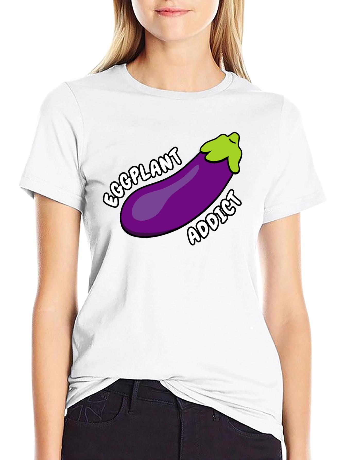 Eggplant Addict T-Shirt Funny Humor Graphic Tee