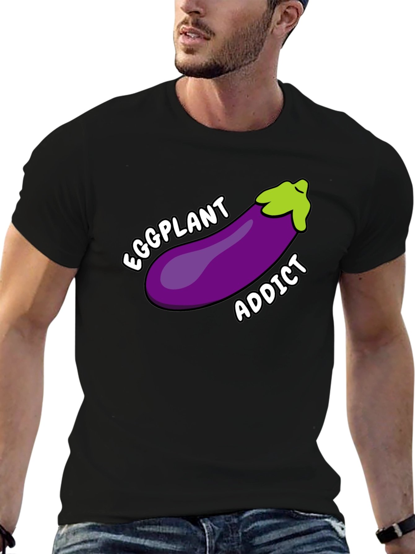 Eggplant Addict T-Shirt Funny Humor Graphic Tee