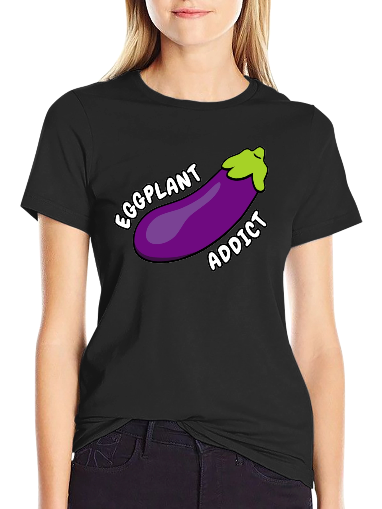 Eggplant Addict T-Shirt Funny Humor Graphic Tee