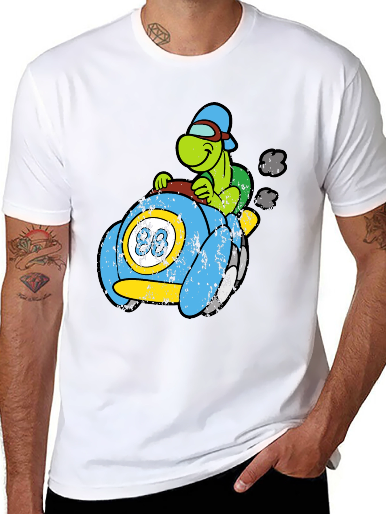 Turtle Car Graphic Tee - Unique Cartoon Design