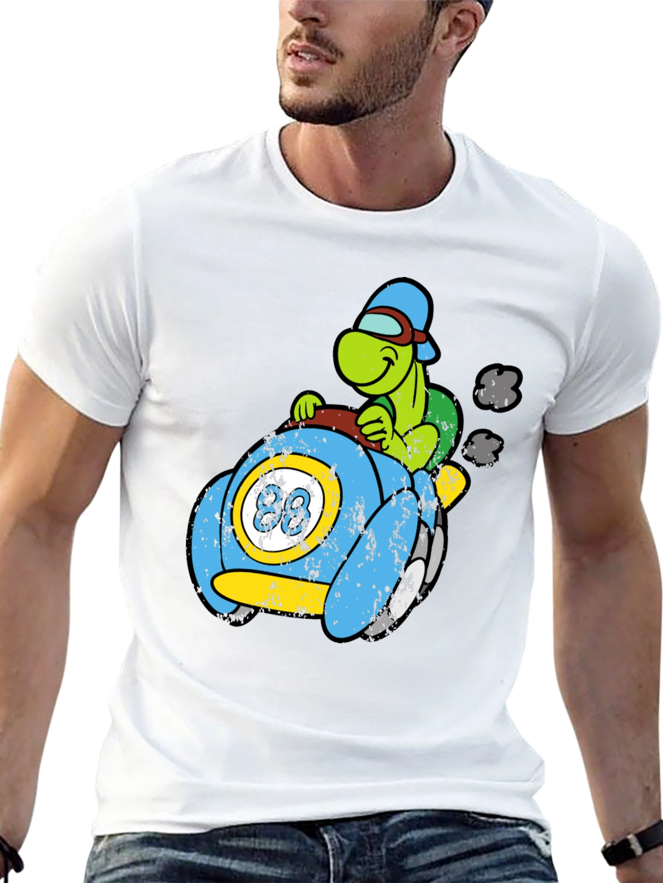 Turtle Car Graphic Tee - Unique Cartoon Design