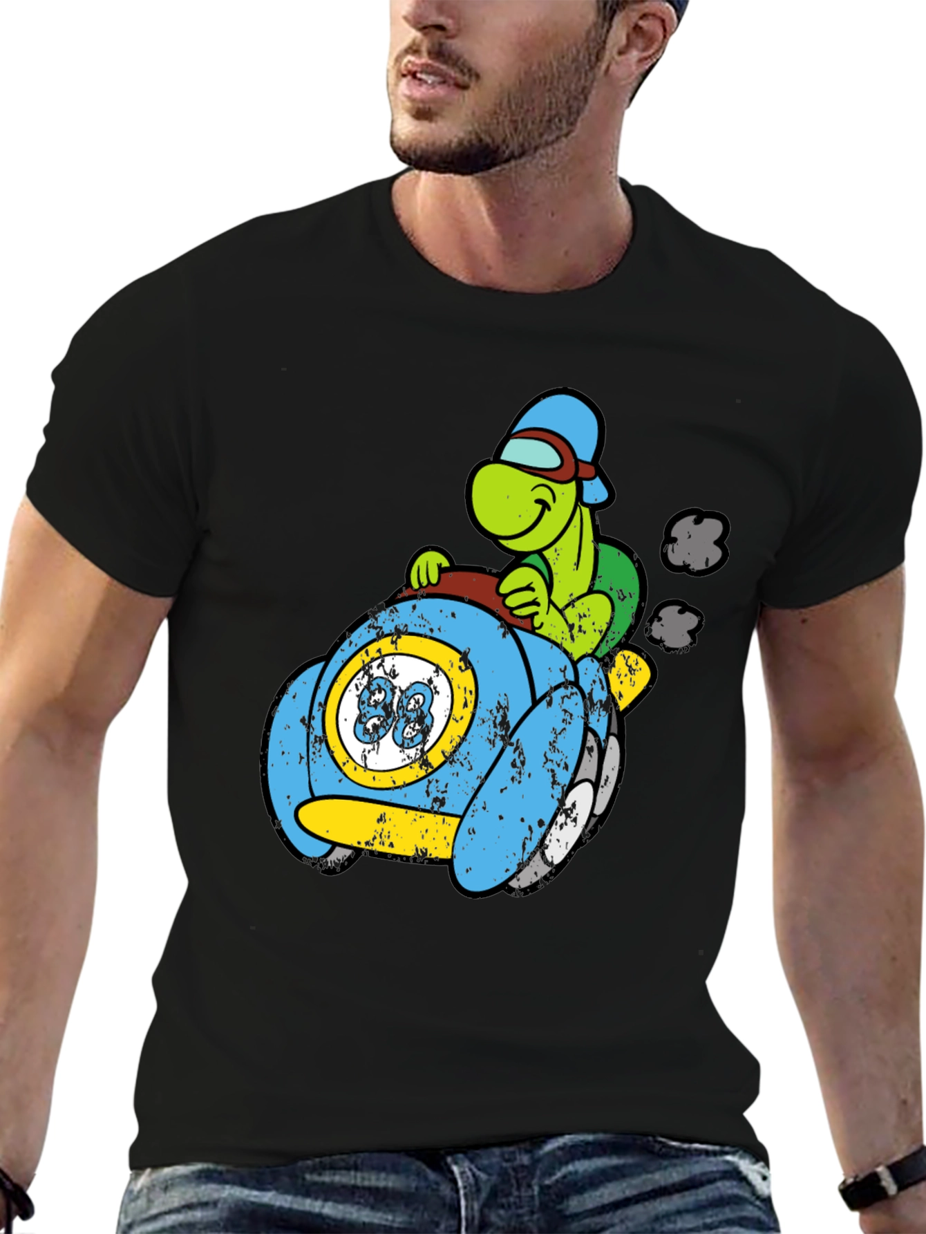 Turtle Car Graphic Tee - Unique Cartoon Design