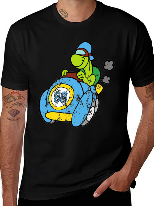 Turtle Car Graphic Tee - Unique Cartoon Design