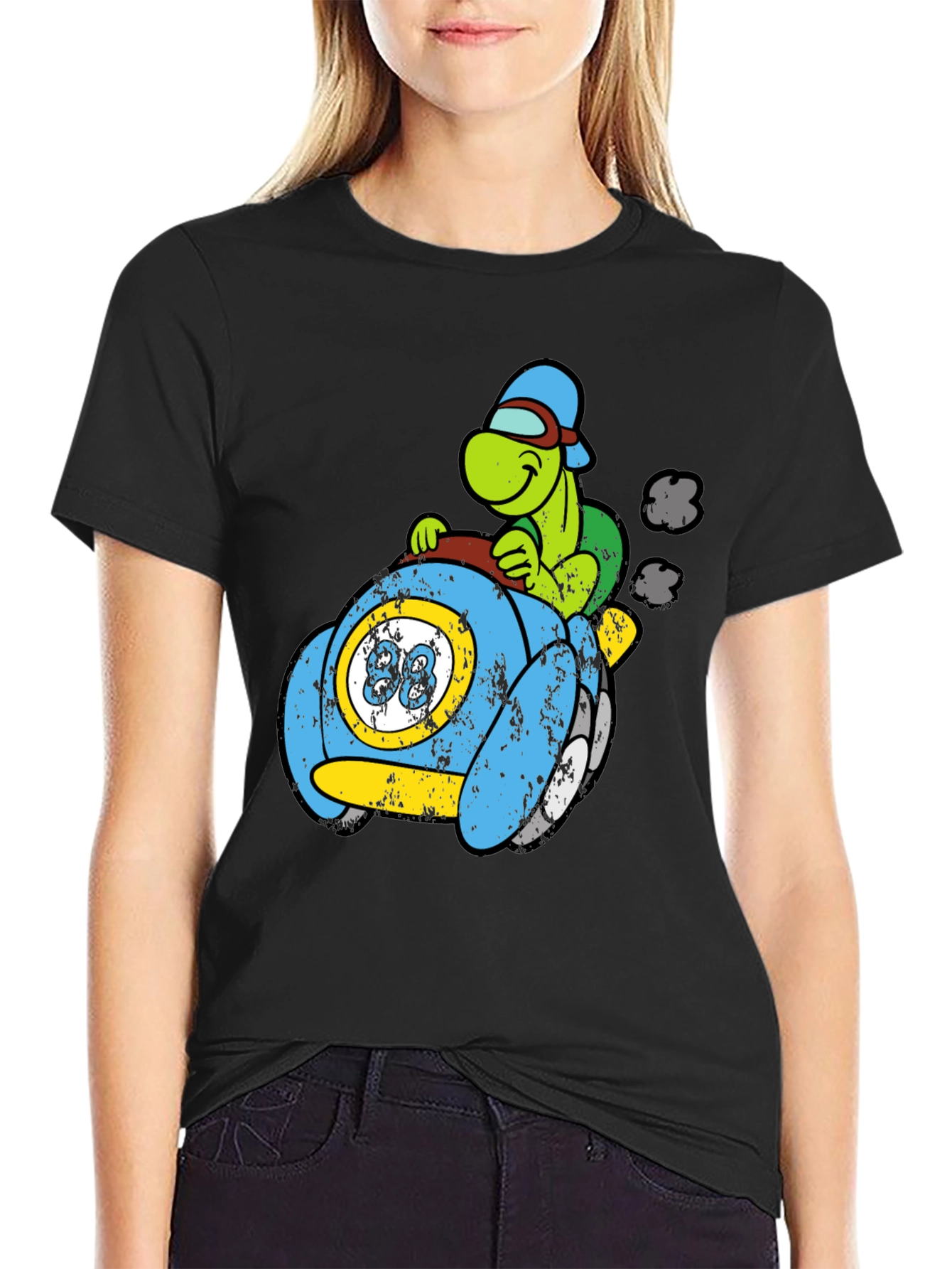 Turtle Car Graphic Tee - Unique Cartoon Design