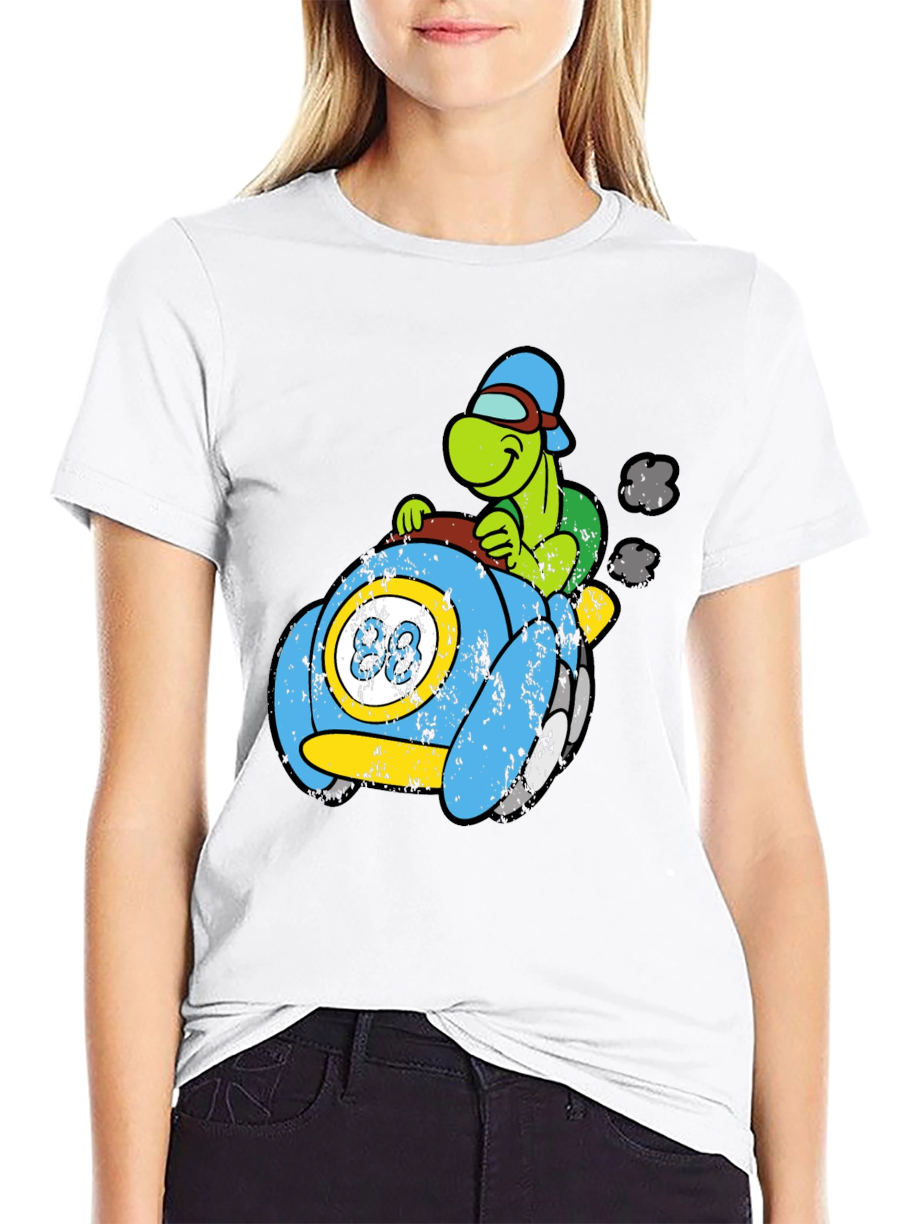 Turtle Car Graphic Tee - Unique Cartoon Design