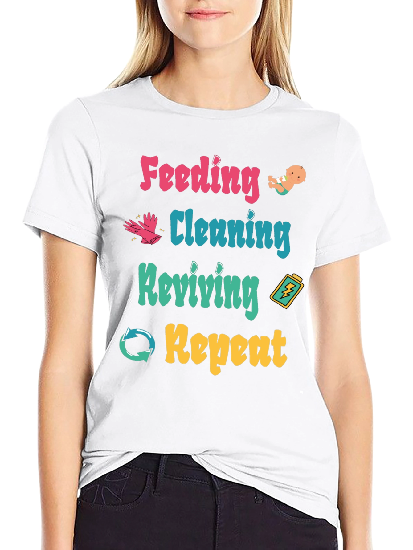 Feeding Cleaning Reviving Repeat Graphic T-Shirt