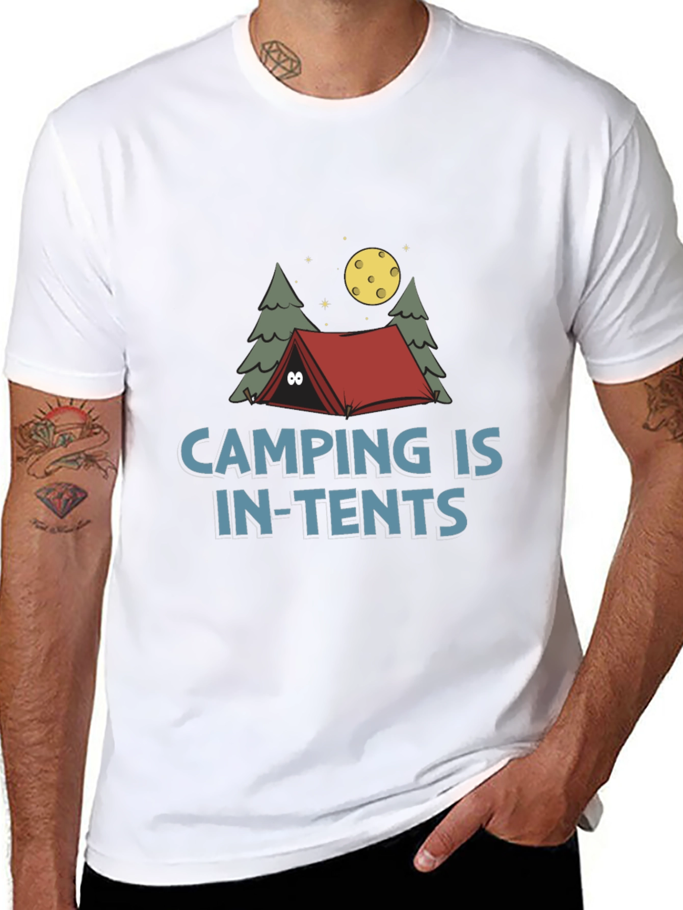 Camping Is In-Tents Funny Graphic Tee
