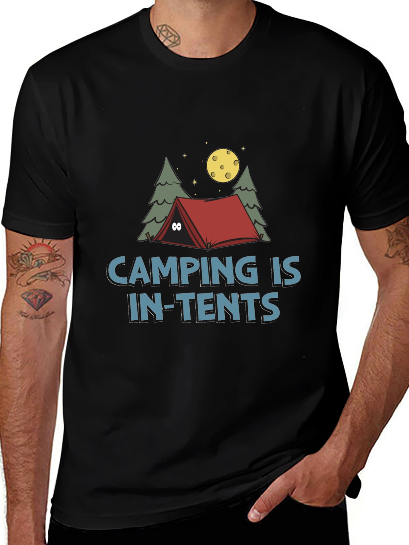 Camping Is In-Tents Funny Graphic Tee