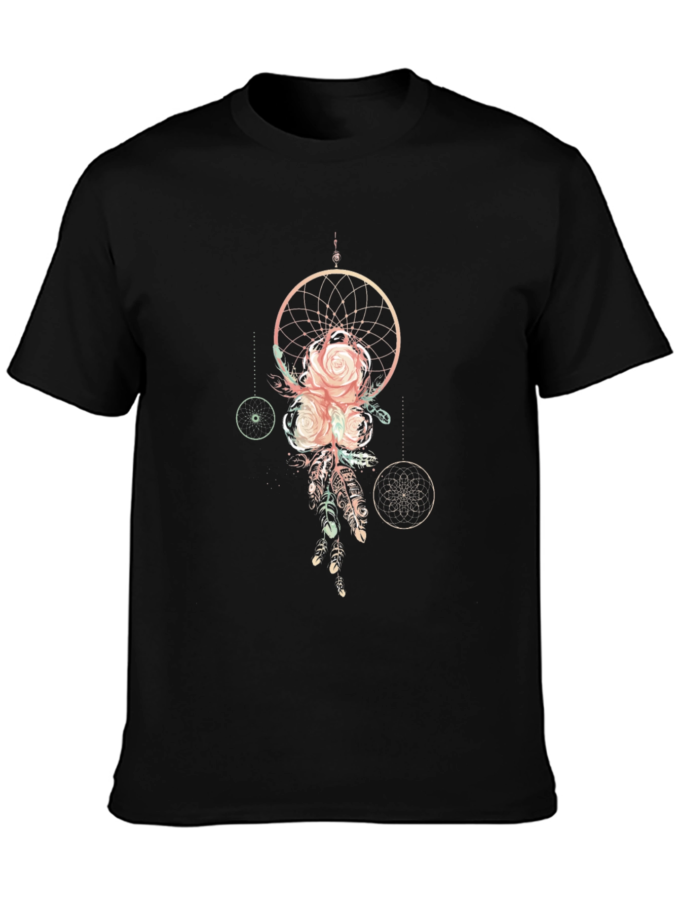 Dreamcatcher Rose Graphic Tee - Stylish Black T-Shirt