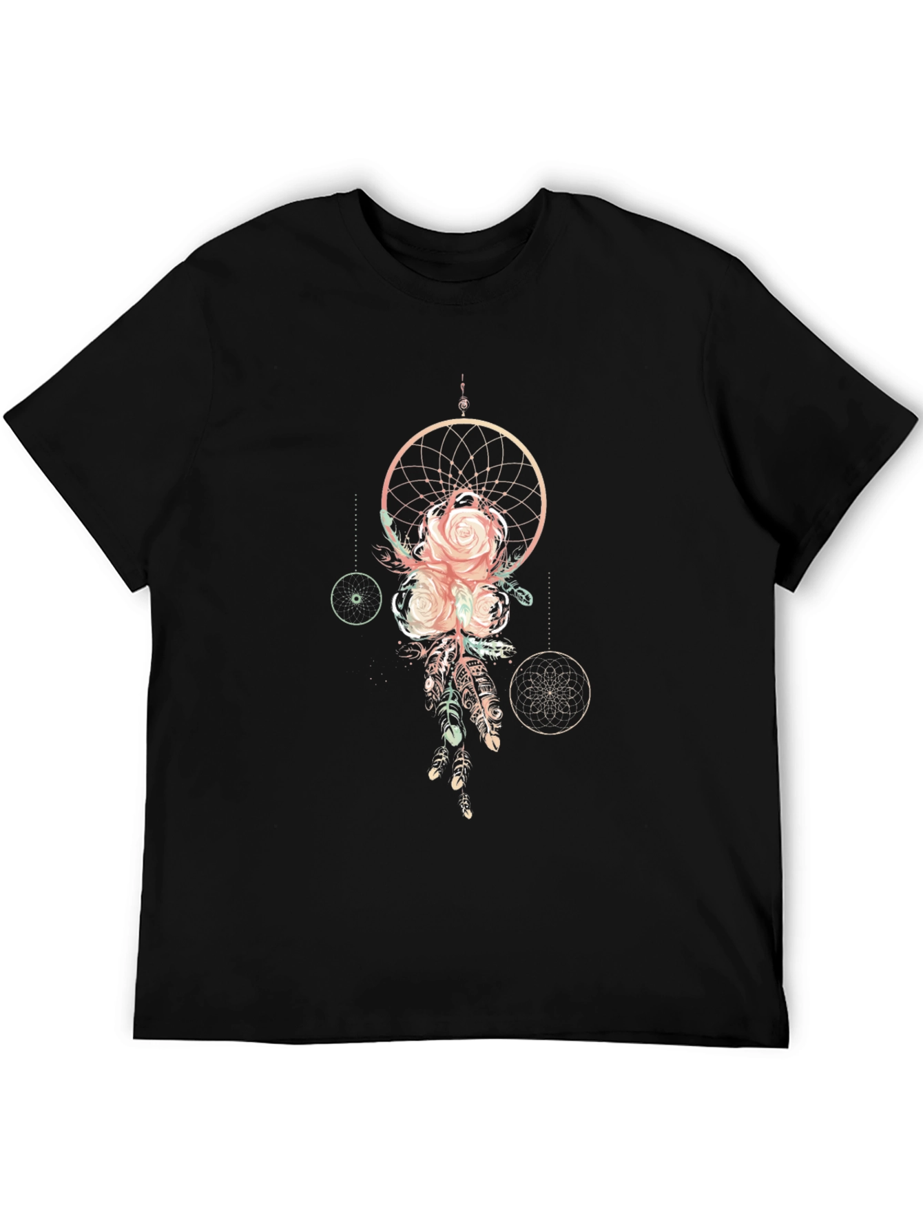 Dreamcatcher Rose Graphic Tee - Stylish Black T-Shirt