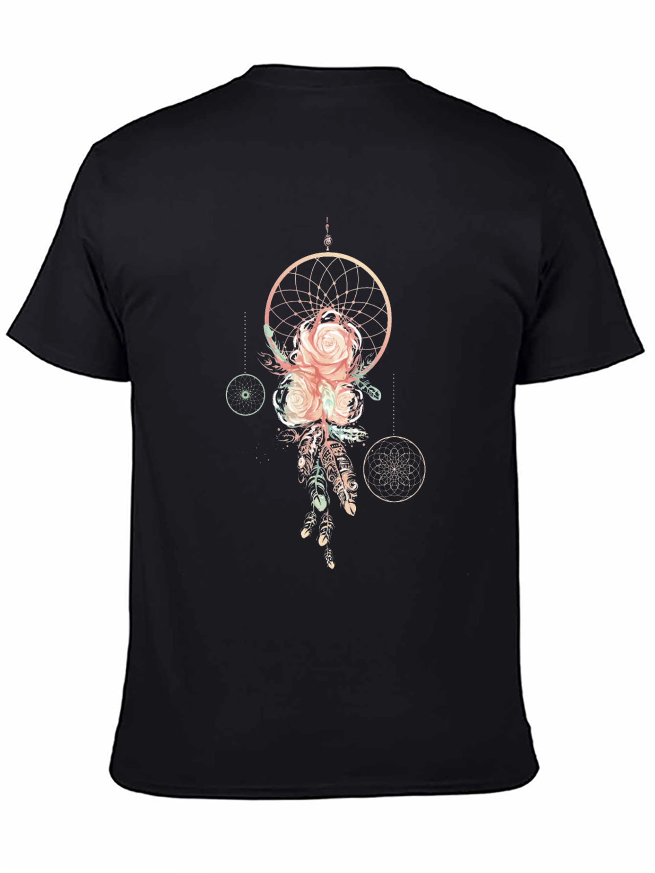 Dreamcatcher Rose Graphic Tee - Stylish Black T-Shirt