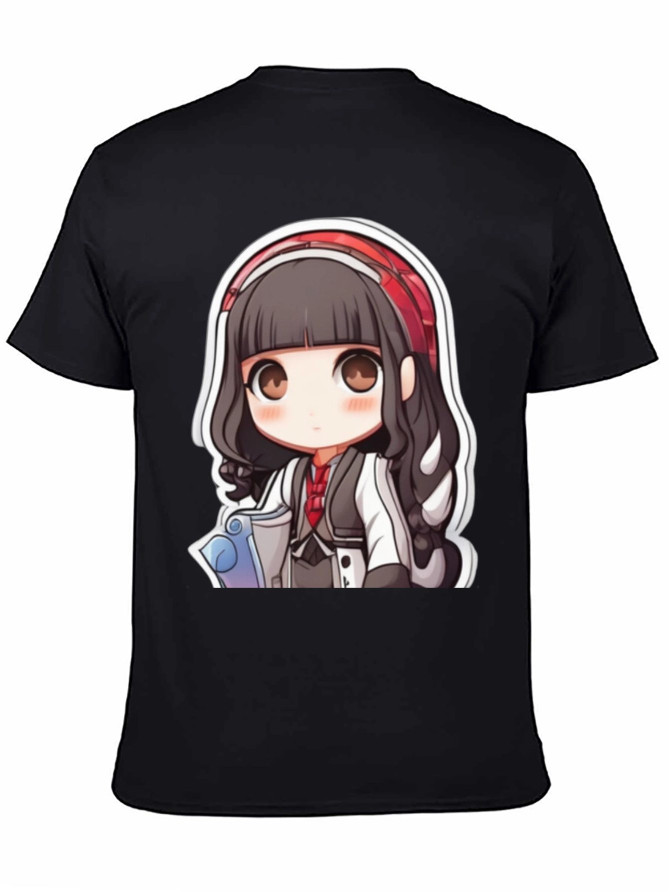 Anime Girl Graphic Print Black T-Shirt