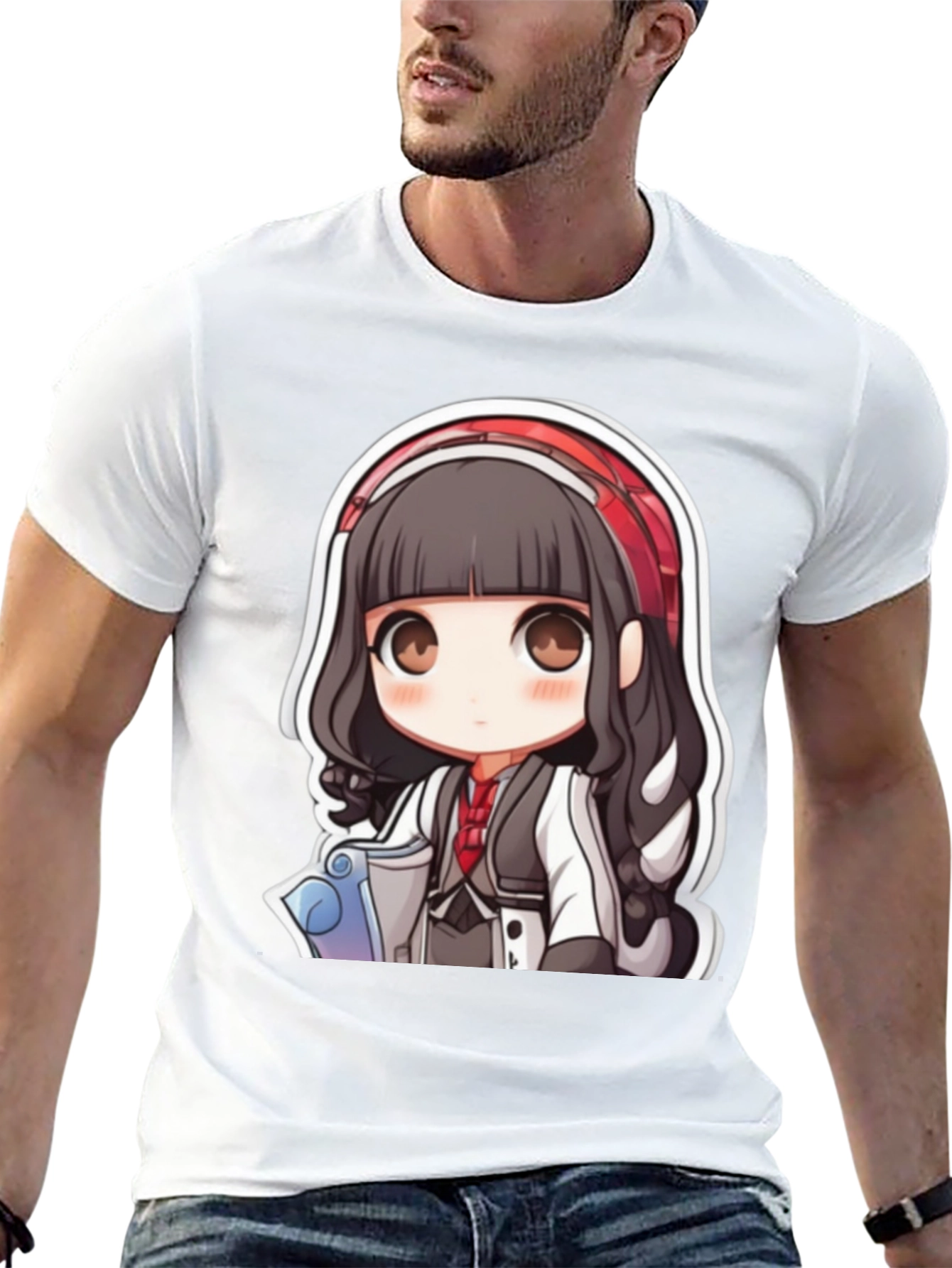 Anime Girl Graphic Print Black T-Shirt