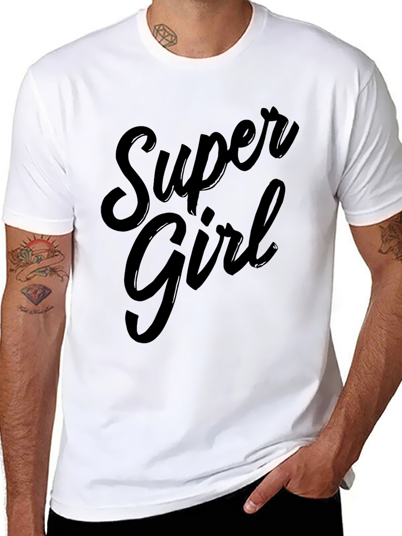 Super Girl Black Graphic T-Shirt