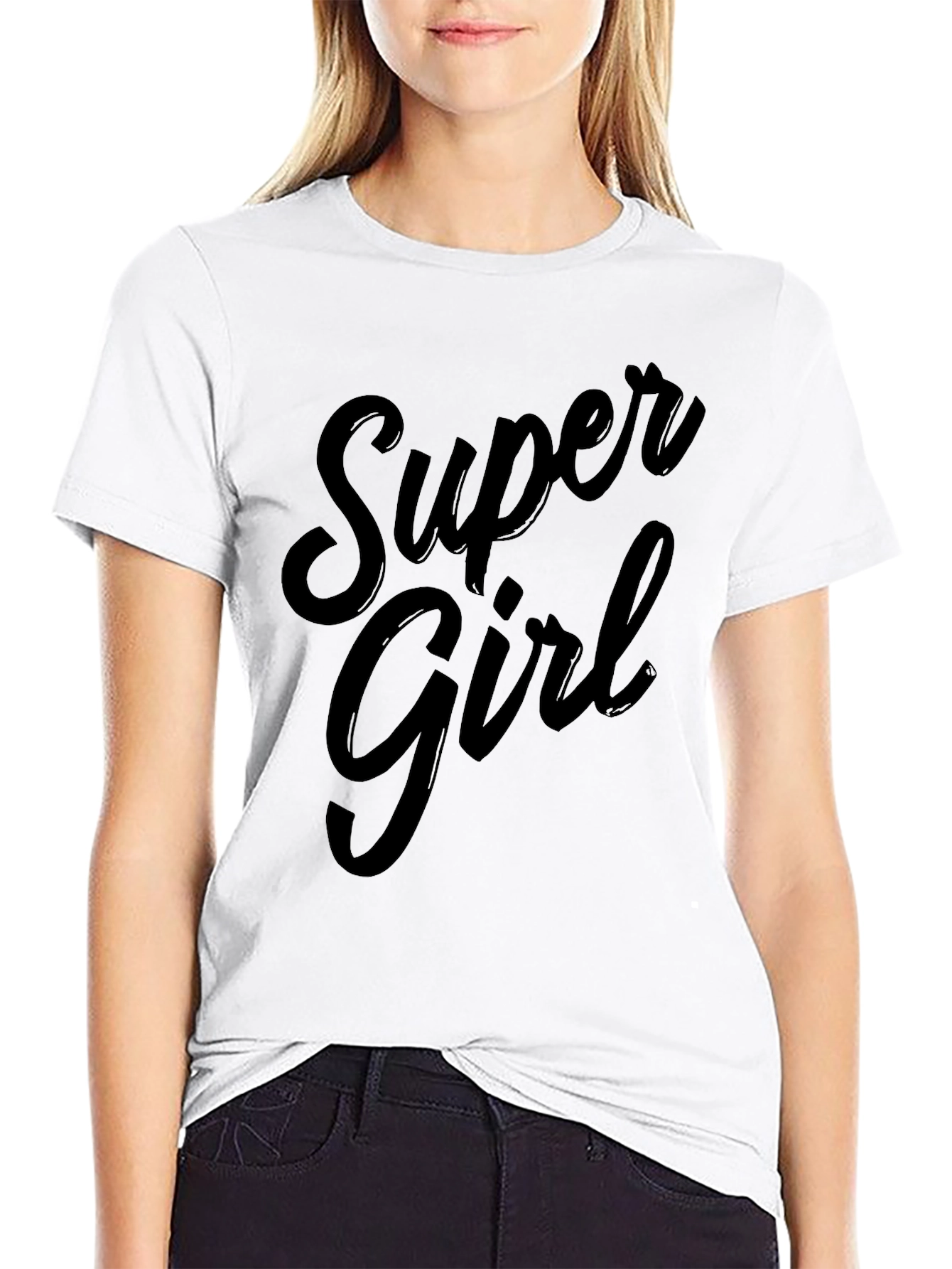 Super Girl Black Graphic T-Shirt