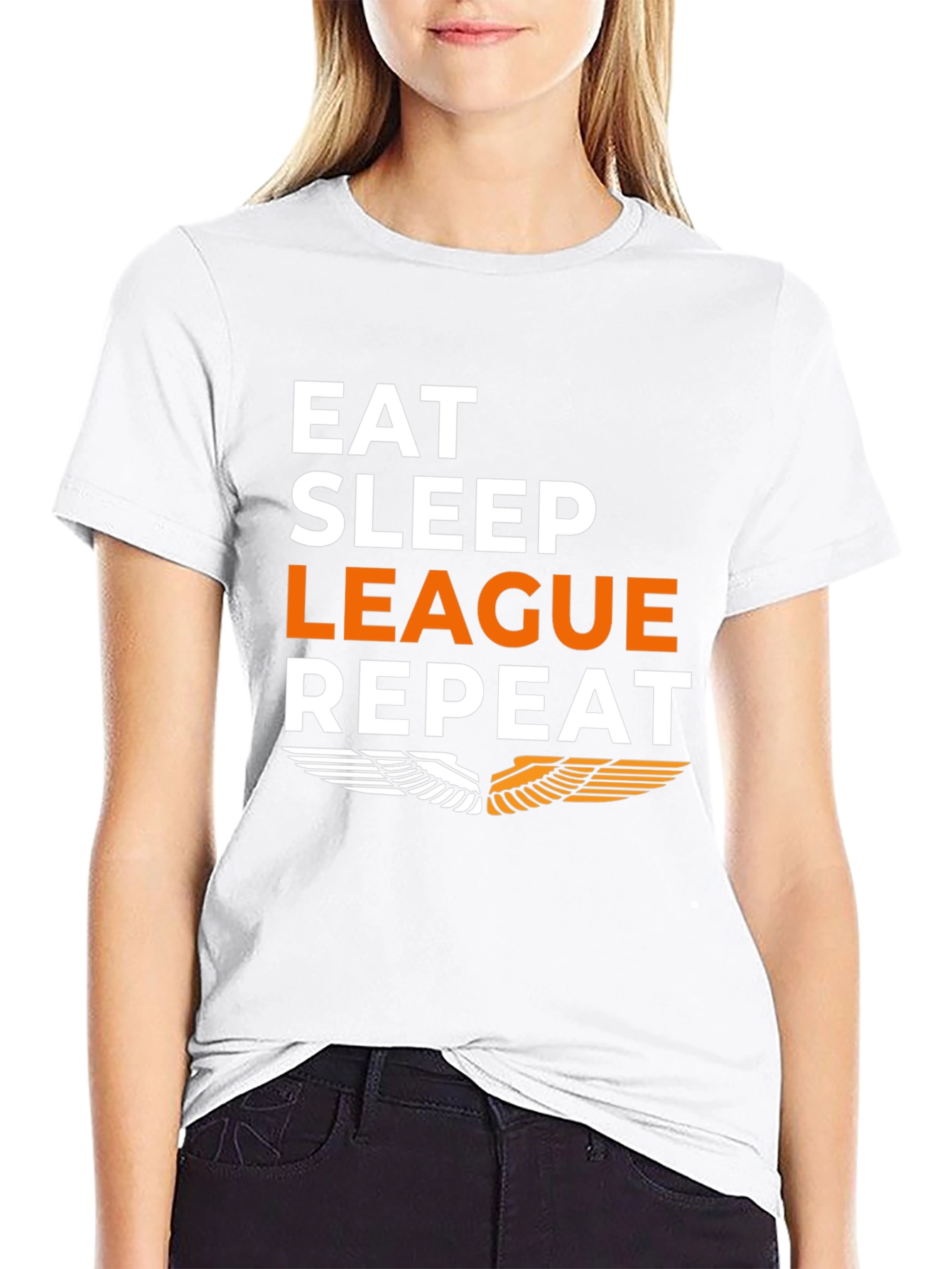 Eat Sleep League Repeat Black Graphic Tee