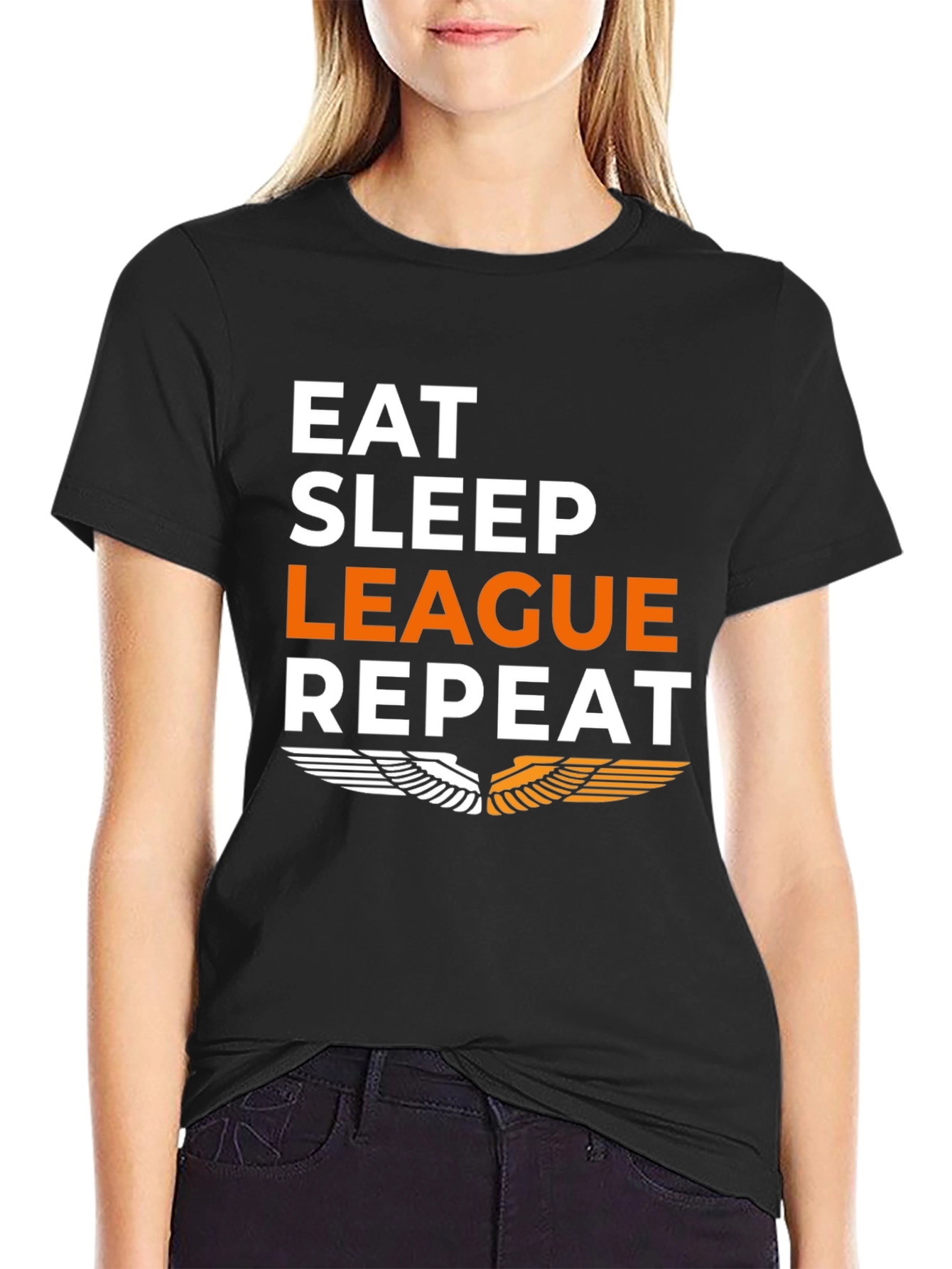 Eat Sleep League Repeat Black Graphic Tee