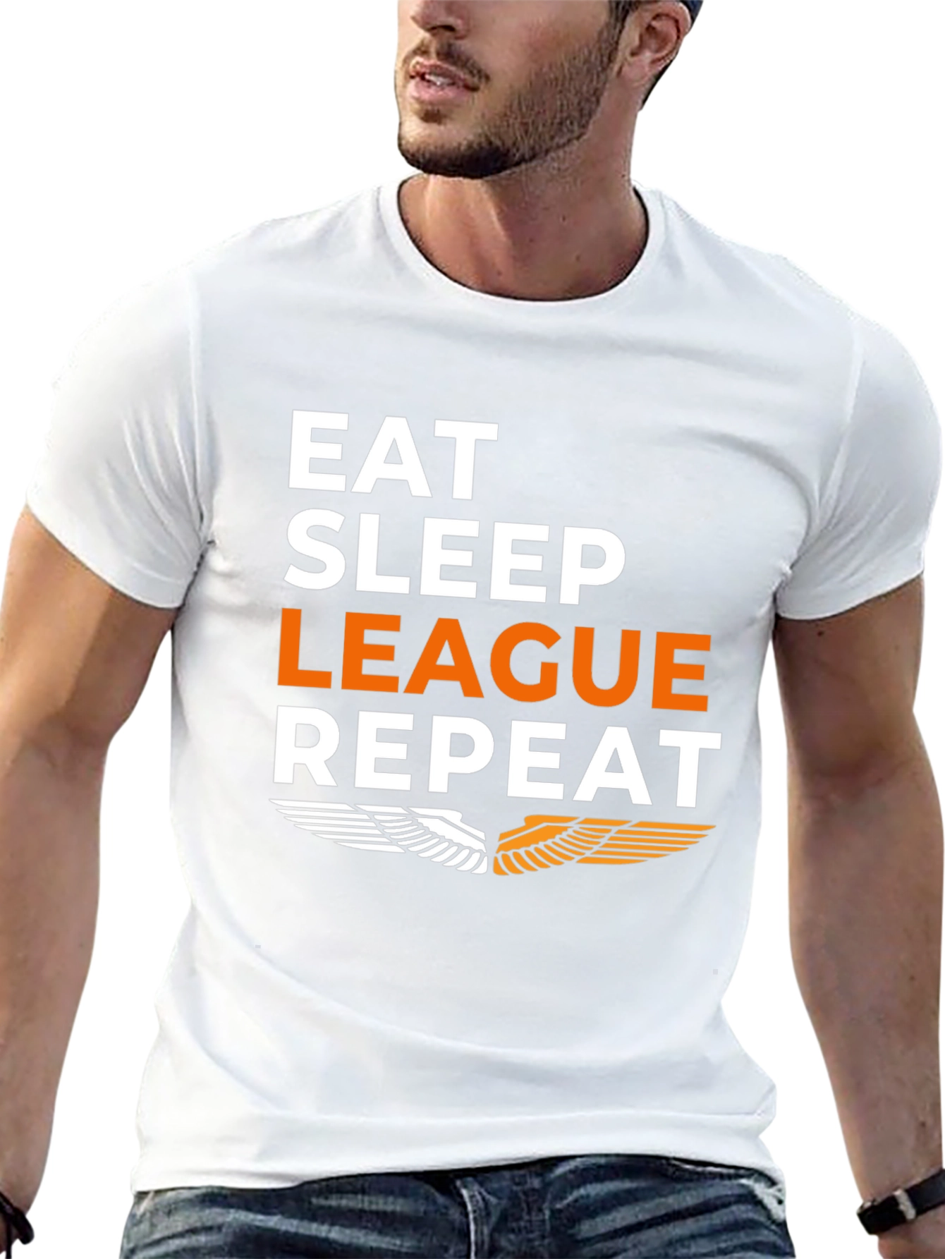 Eat Sleep League Repeat Black Graphic Tee