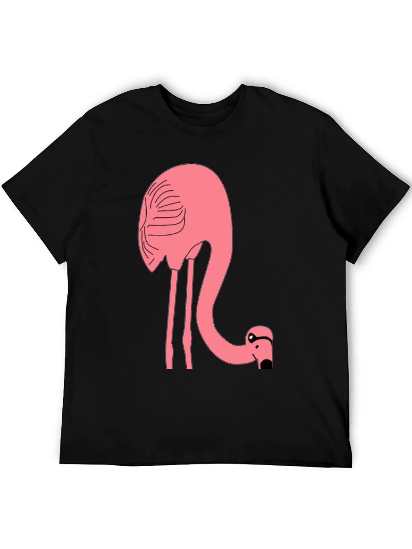 Funny Flamingo Graphic T-Shirt - Black Cotton Tee