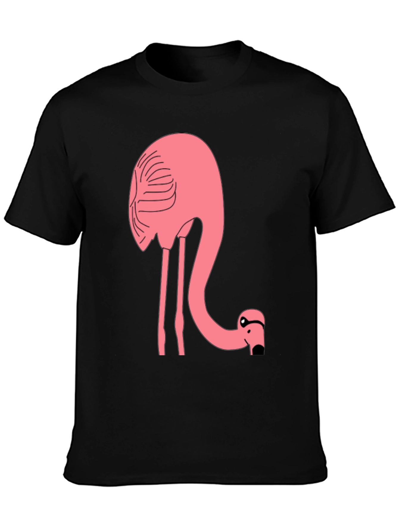 Funny Flamingo Graphic T-Shirt - Black Cotton Tee