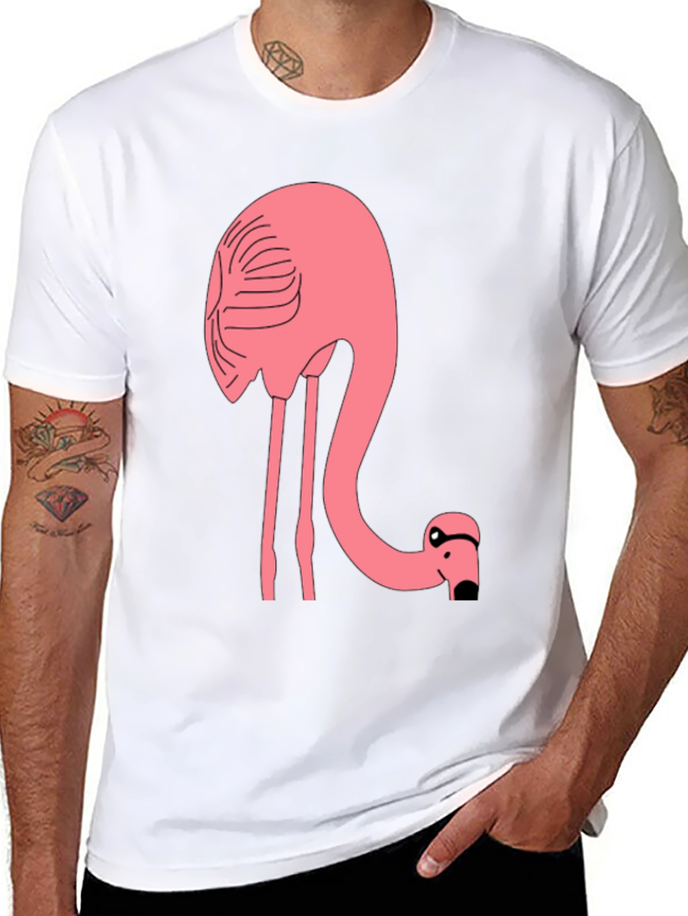 Funny Flamingo Graphic T-Shirt - Black Cotton Tee
