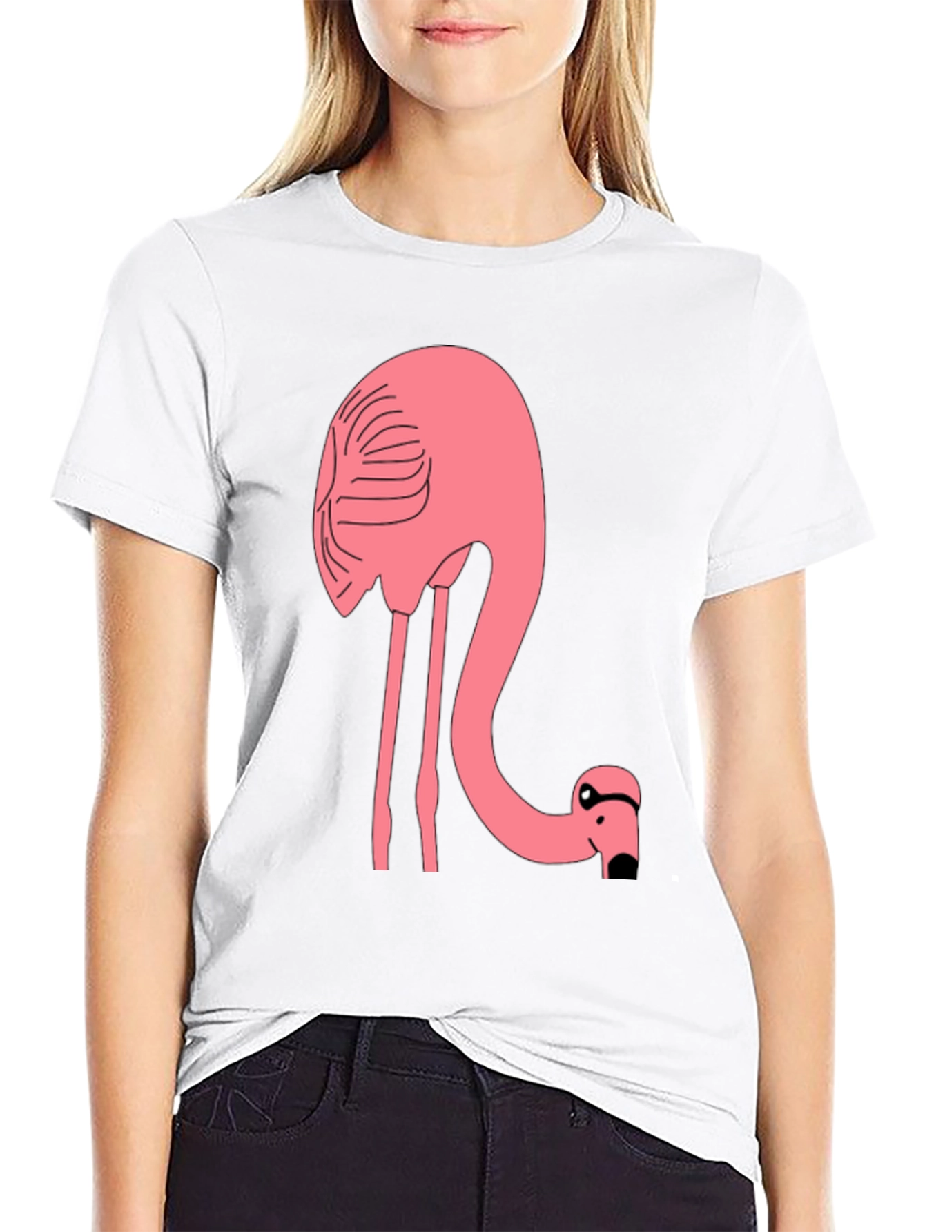 Funny Flamingo Graphic T-Shirt - Black Cotton Tee