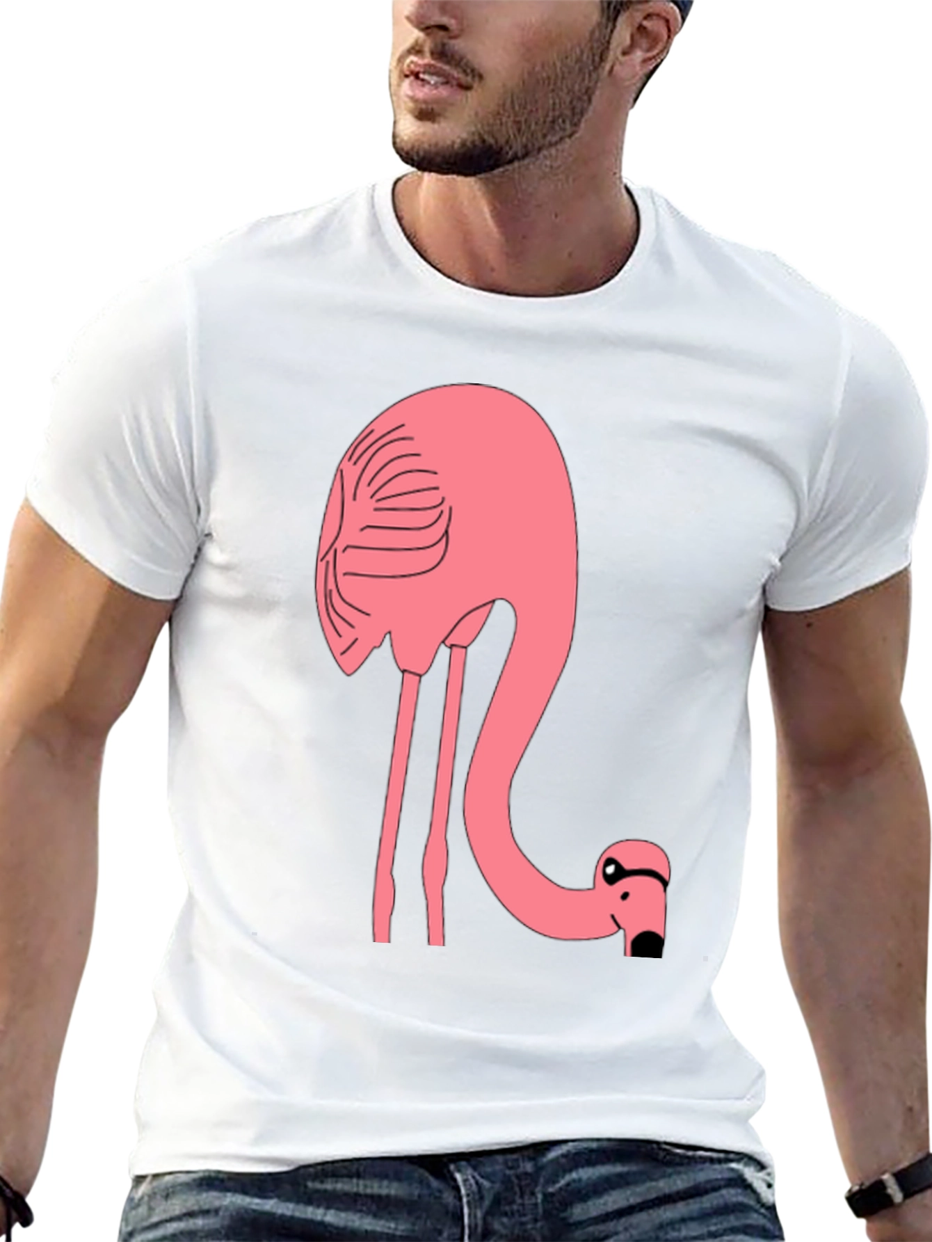 Funny Flamingo Graphic T-Shirt - Black Cotton Tee