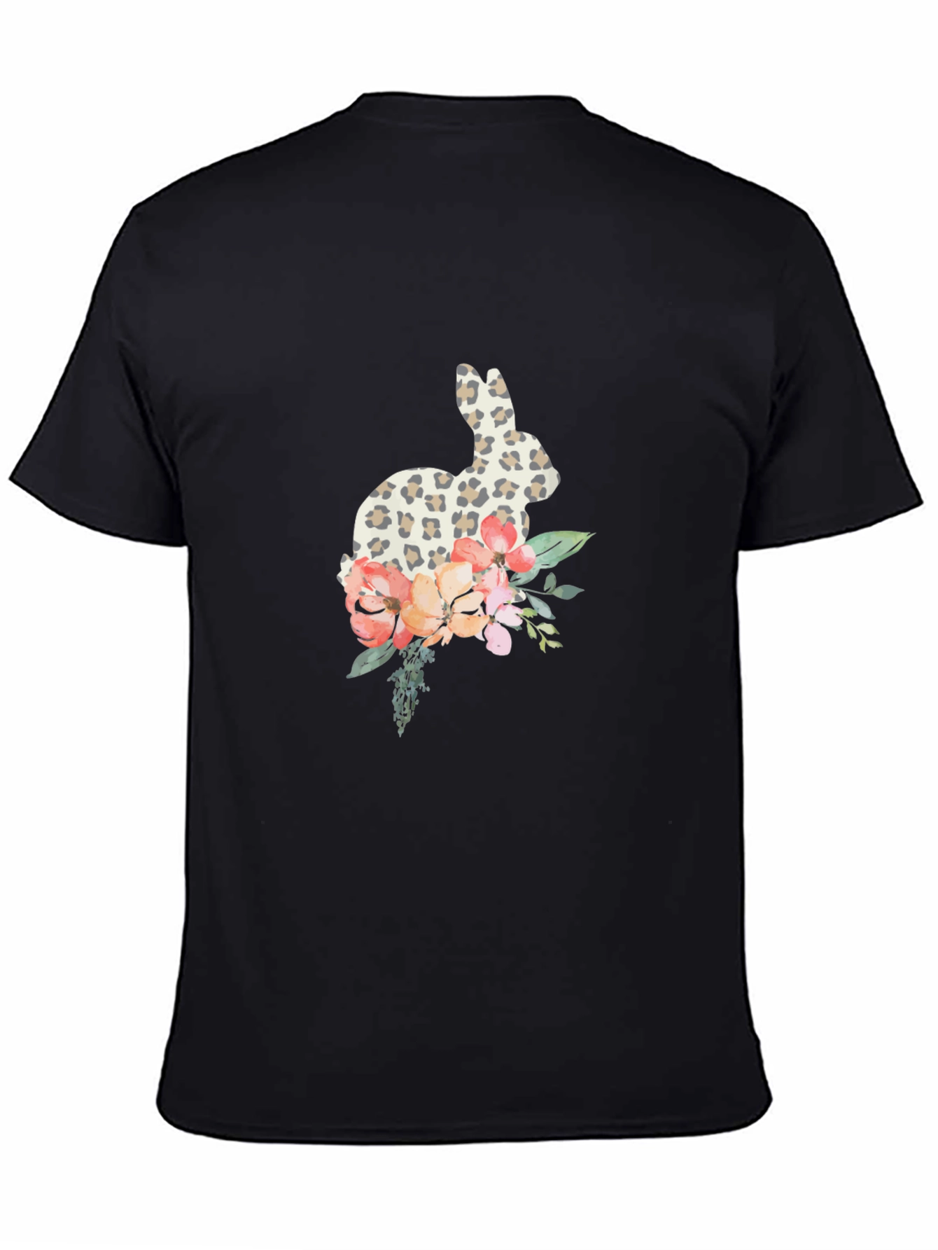 Leopard Print Bunny & Floral Graphic Tee